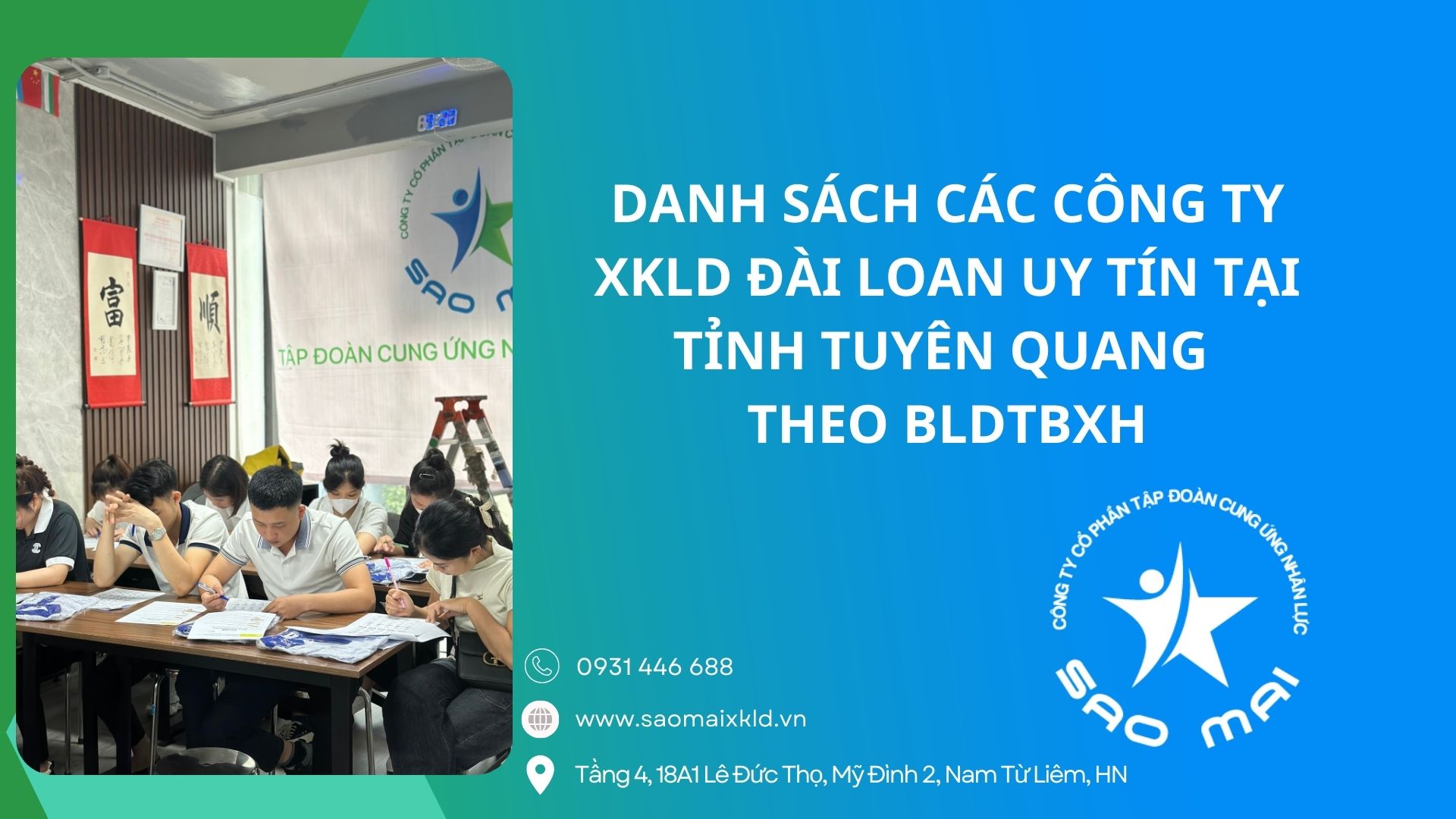 Danh sách các công ty XKLĐ Đài Loan uy tín tại tỉnh Tuyên Quang theo Bộ Lao động Thương Binh và Xã Hội