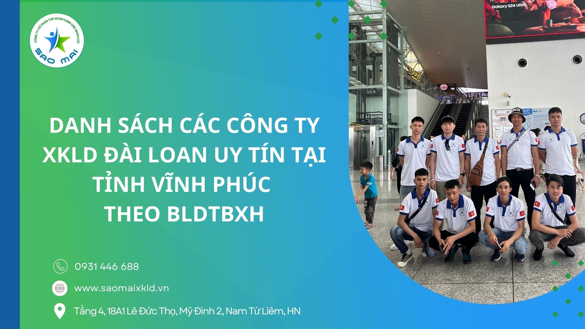 Danh sách các công ty XKLĐ Đài Loan uy tín tại tỉnh Vĩnh Phúc theo Bộ Lao động Thương Binh và Xã Hội