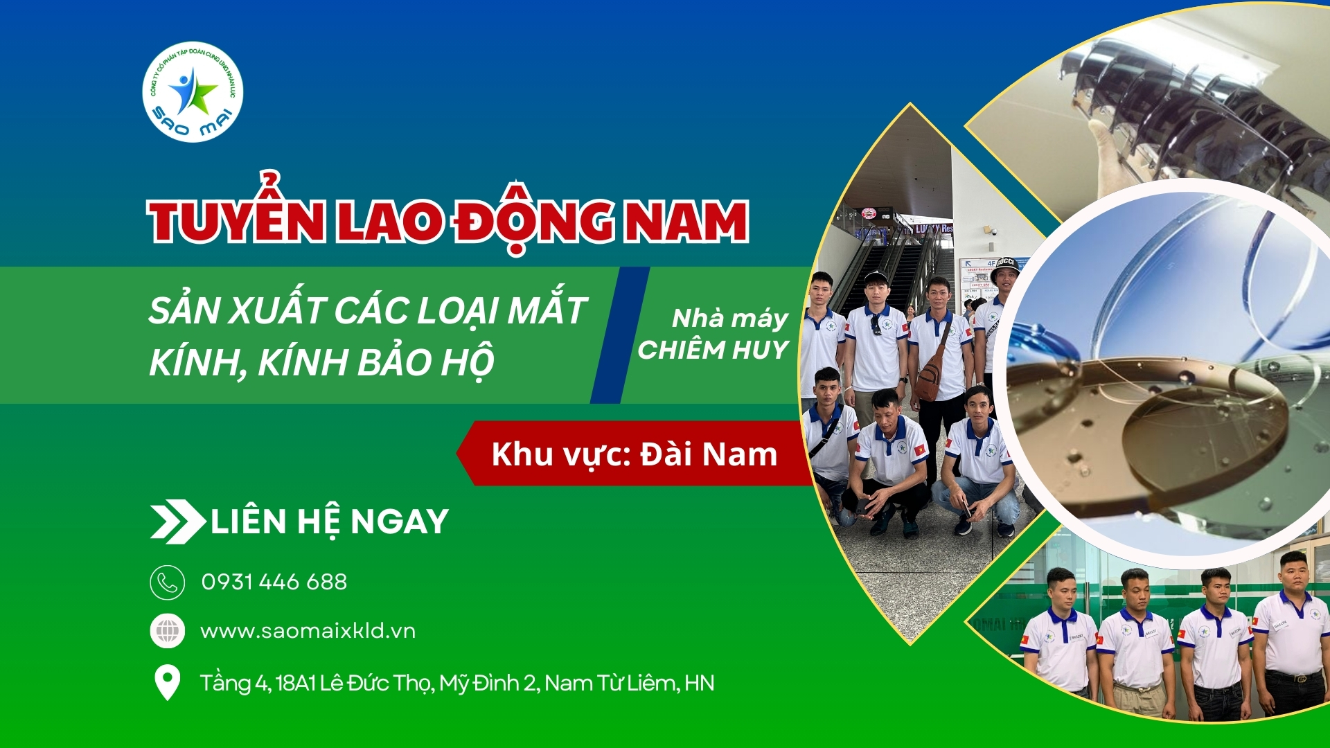 Tuyển gấp 25 NAM đi XKLD Đài Loan ĐƠN HÀNG CƠ KHÍ tại nhà máy CHIÊM HUY tăng ca nhiều, bay nhanh