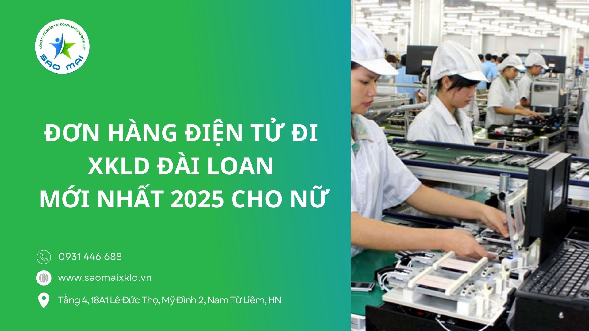 Đơn hàng ĐIỆN TỬ đi xuất khẩu lao động Đài Loan mới nhất 2025 cho NỮ xuất cảnh nhanh