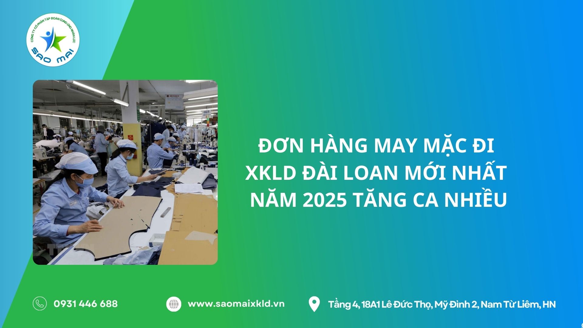 Đơn hàng MAY MẶC đi xuất khẩu lao động Đài Loan mới nhất năm 2025 tăng ca nhiều, bay nhanh