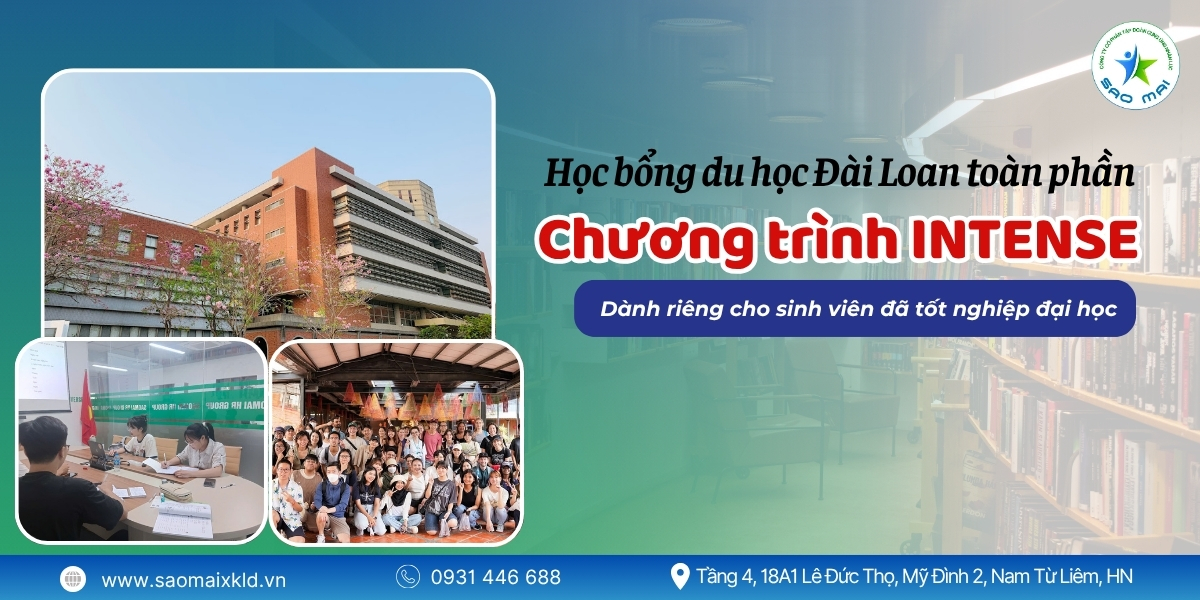 Học bổng du học Đài Loan toàn phần - Chương trình INTENSE dành riêng cho sinh viên đã tốt nghiệp đại học 