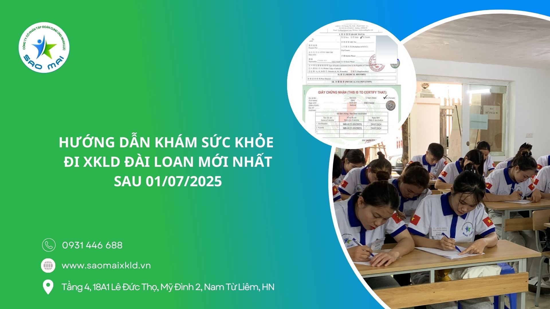 Hướng dẫn khám sức khỏe đi xuất khẩu lao động Đài Loan mới nhất sau 01/07/2025