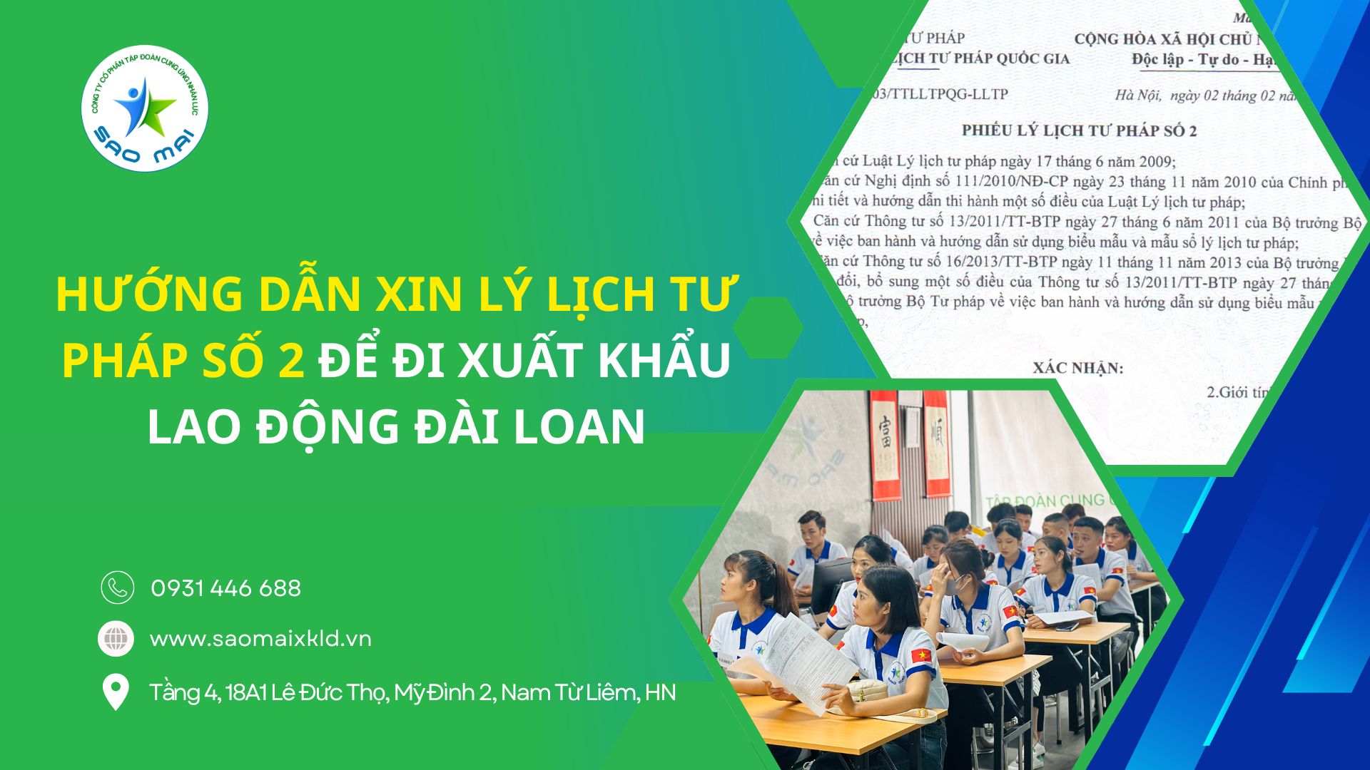 Hướng dẫn xin lý lịch tư pháp số 2 để đi xuất khẩu lao động Đài Loan 2026