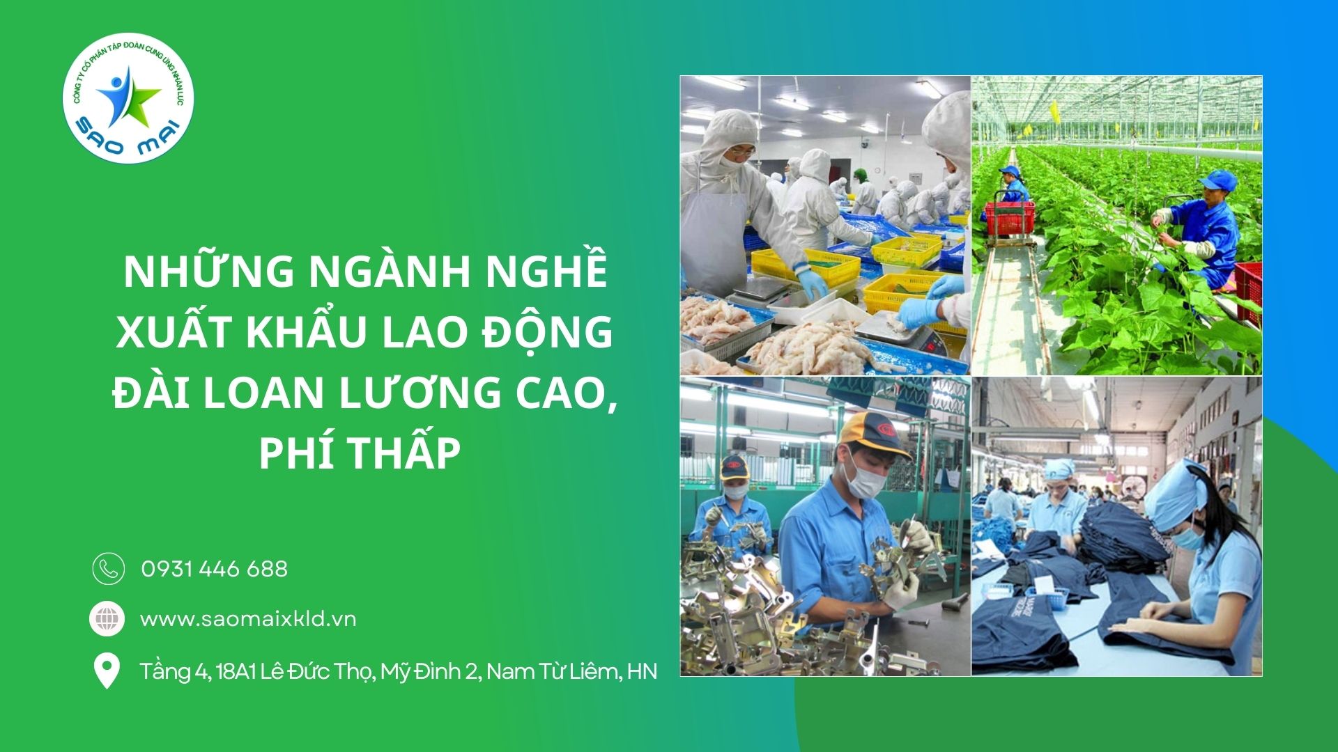 Những ngành nghề xuất khẩu lao động Đài Loan lương cao, phí thấp 