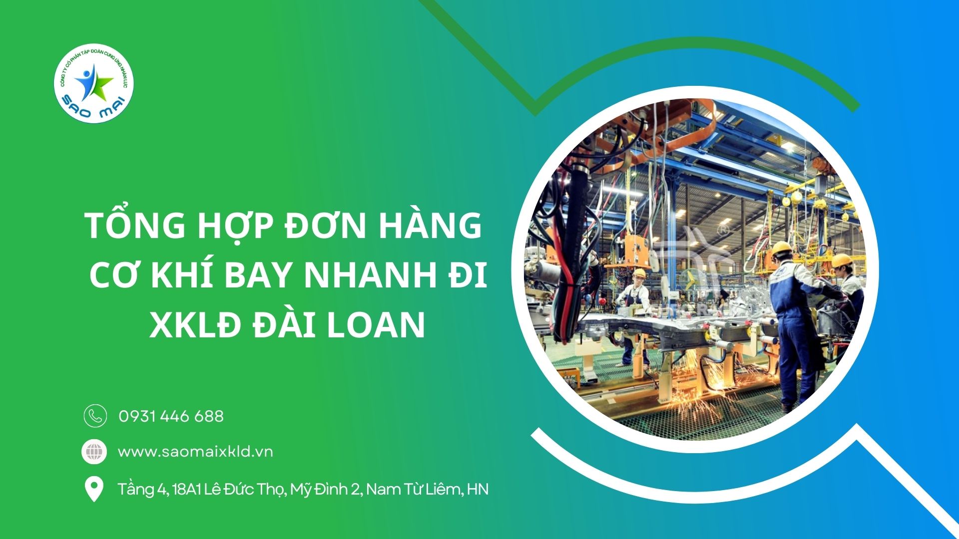 Tổng hợp đơn hàng CƠ KHÍ Đài Loan tốt nhất, bay nhanh đi XKLĐ Đài Loan