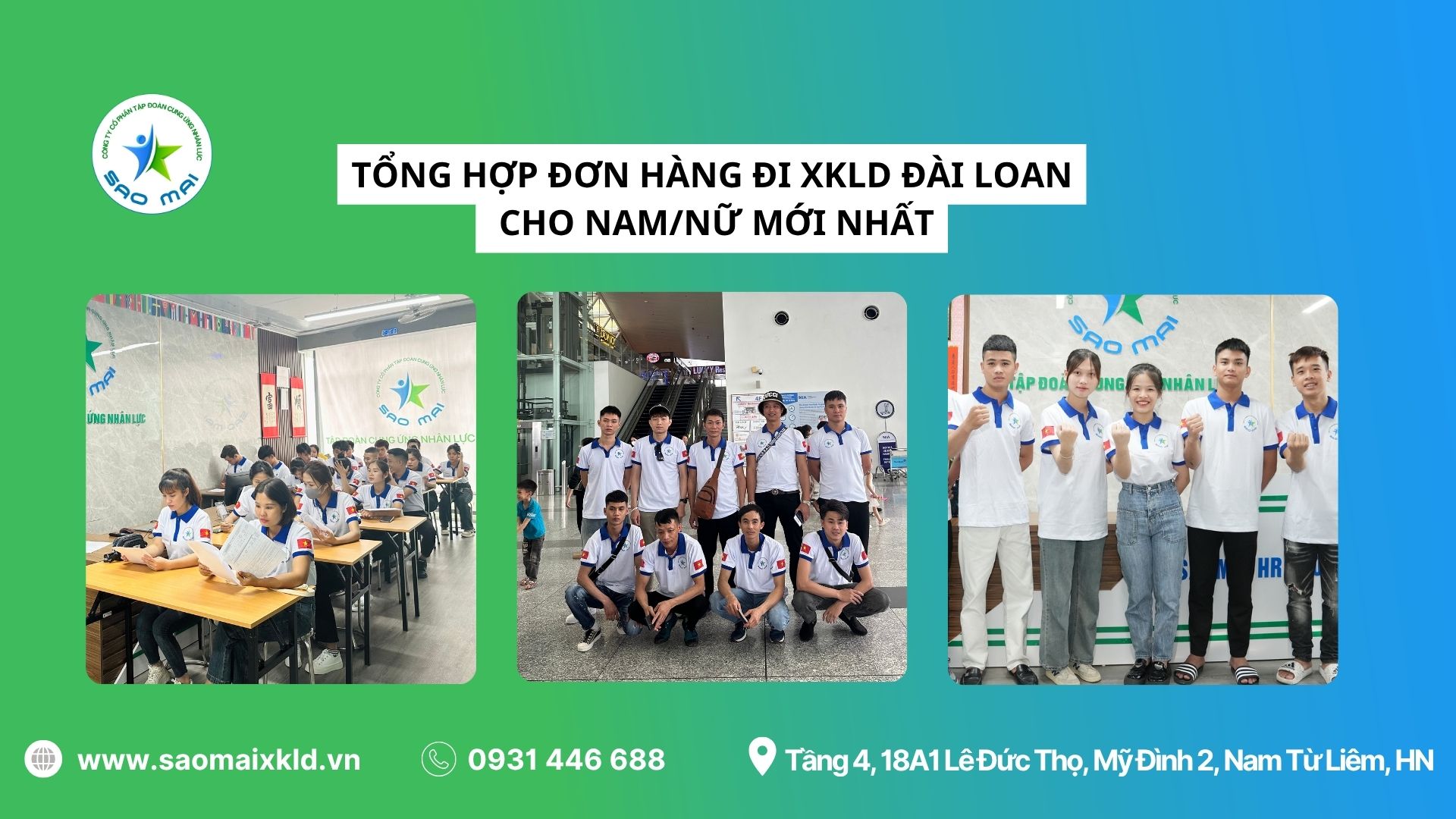 Tổng hợp đơn hàng đi XKLD Đài Loan cho nam/nữ mới nhất