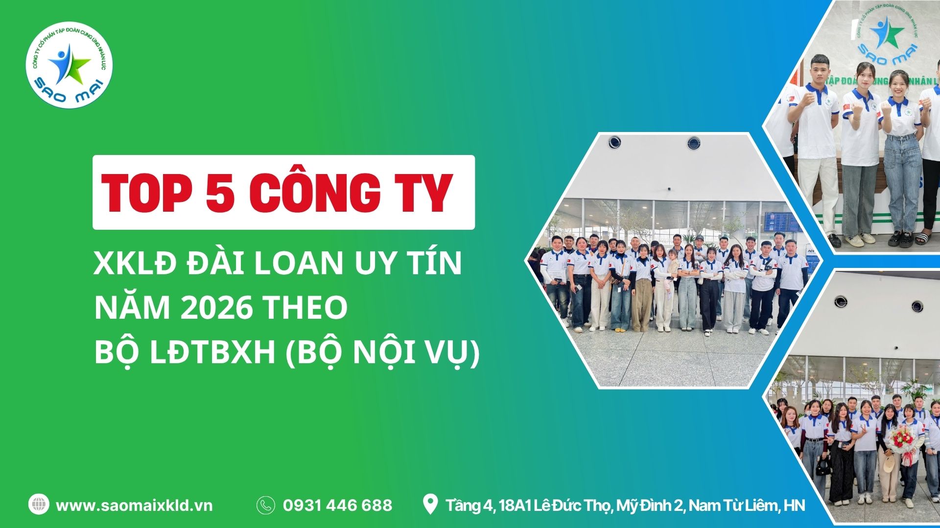 Top 5 công ty XKLD Đài Loan uy tín theo bộ lao động thương binh và xã hội (Bộ Nội Vụ) năm 2026