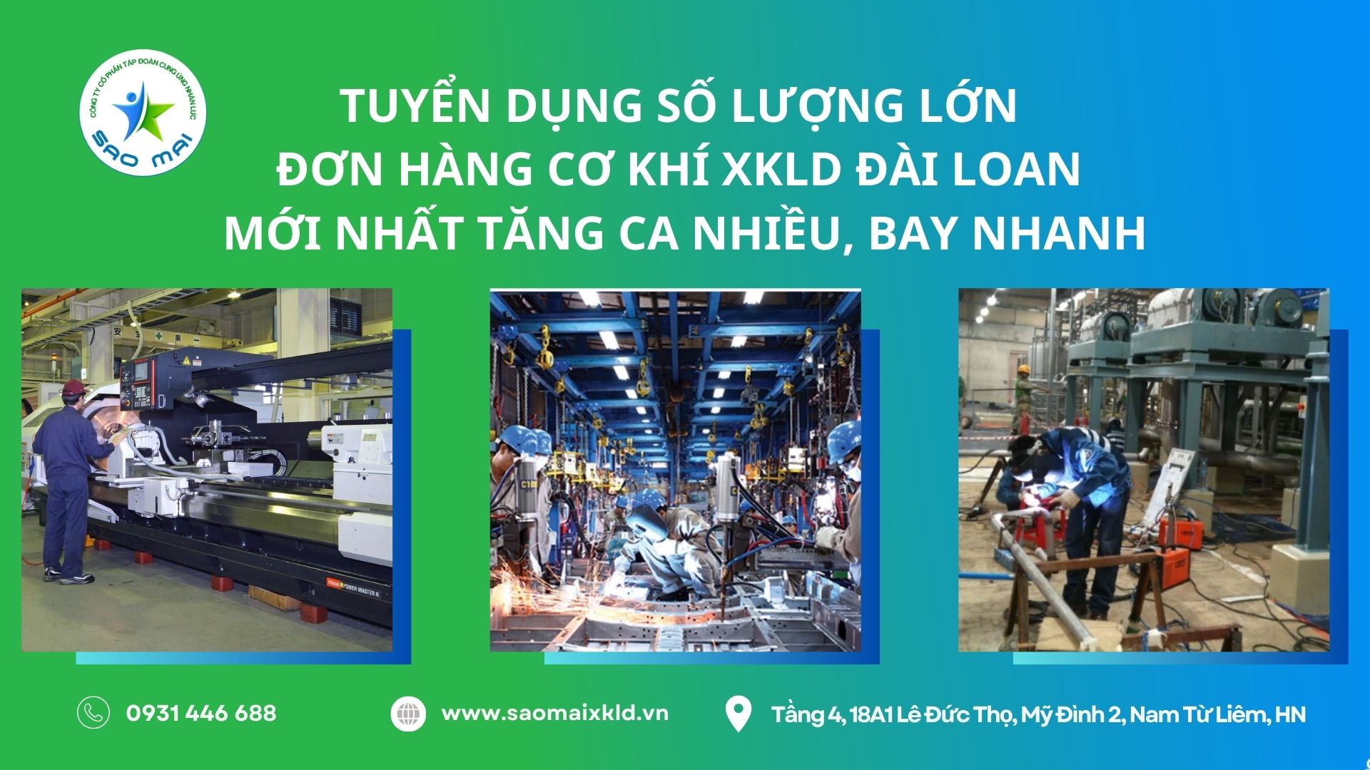 Đơn hàng CƠ KHÍ đi xuất khẩu lao động Đài Loan mới nhất 2025 tăng ca nhiều, bay nhanh