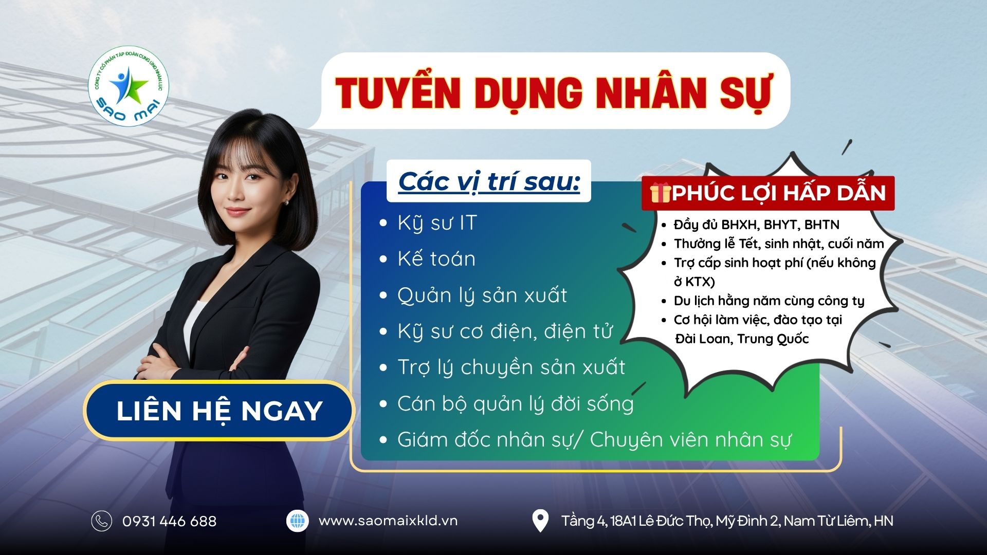 TUYỂN DỤNG NHÂN SỰ LÀM VIỆC TẠI NHÀ MÁY ĐIỆN TỬ - YÊN PHONG, BẮC NINH