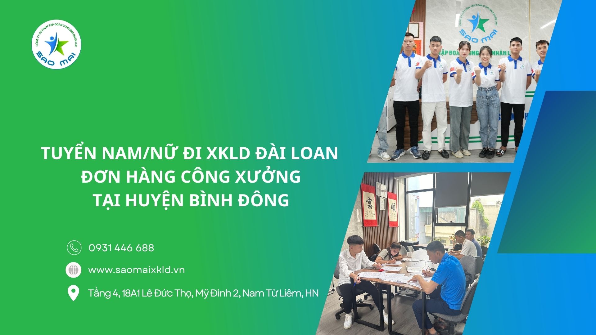 Tuyển nam, nữ đi XKLD Đài Loan – Đơn hàng công xưởng tại huyện Bình Đông (Pingtung County - Taiwan) 