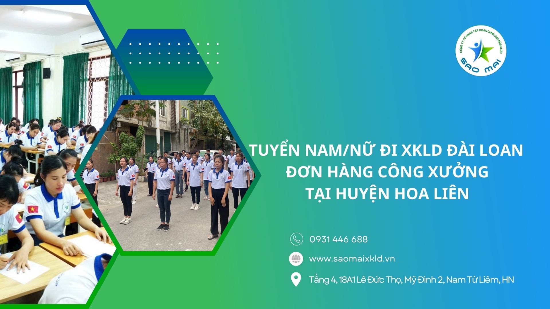 Tuyển nam, nữ đi XKLD Đài Loan – Đơn hàng công xưởng tại huyện Hoa Liên (Hualien County - Taiwan)