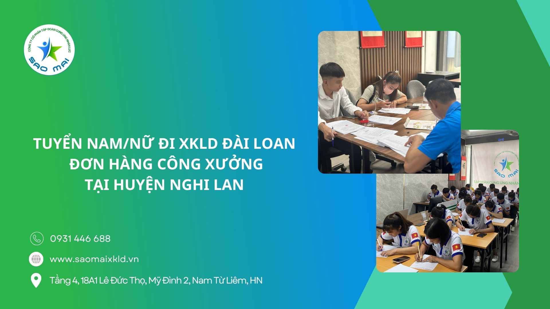 Tuyển nam, nữ đi XKLD Đài Loan – Đơn hàng công xưởng tại huyện Nghi Lan (Yilan County - Taiwan)