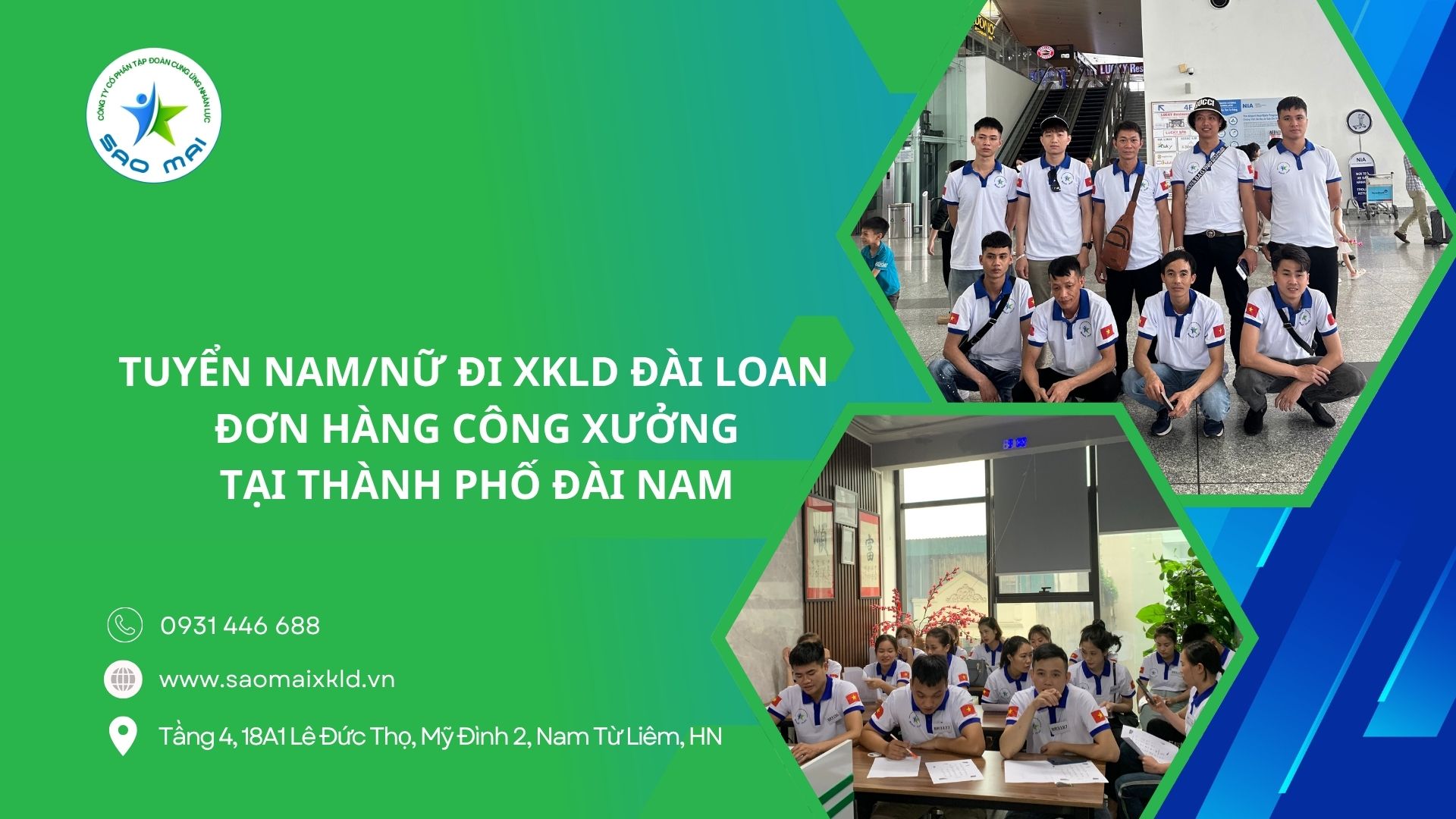 Tuyển nam, nữ đi XKLD Đài Loan – Đơn hàng công xưởng tại thành phố Đài Nam (Tainan City – Taiwan)