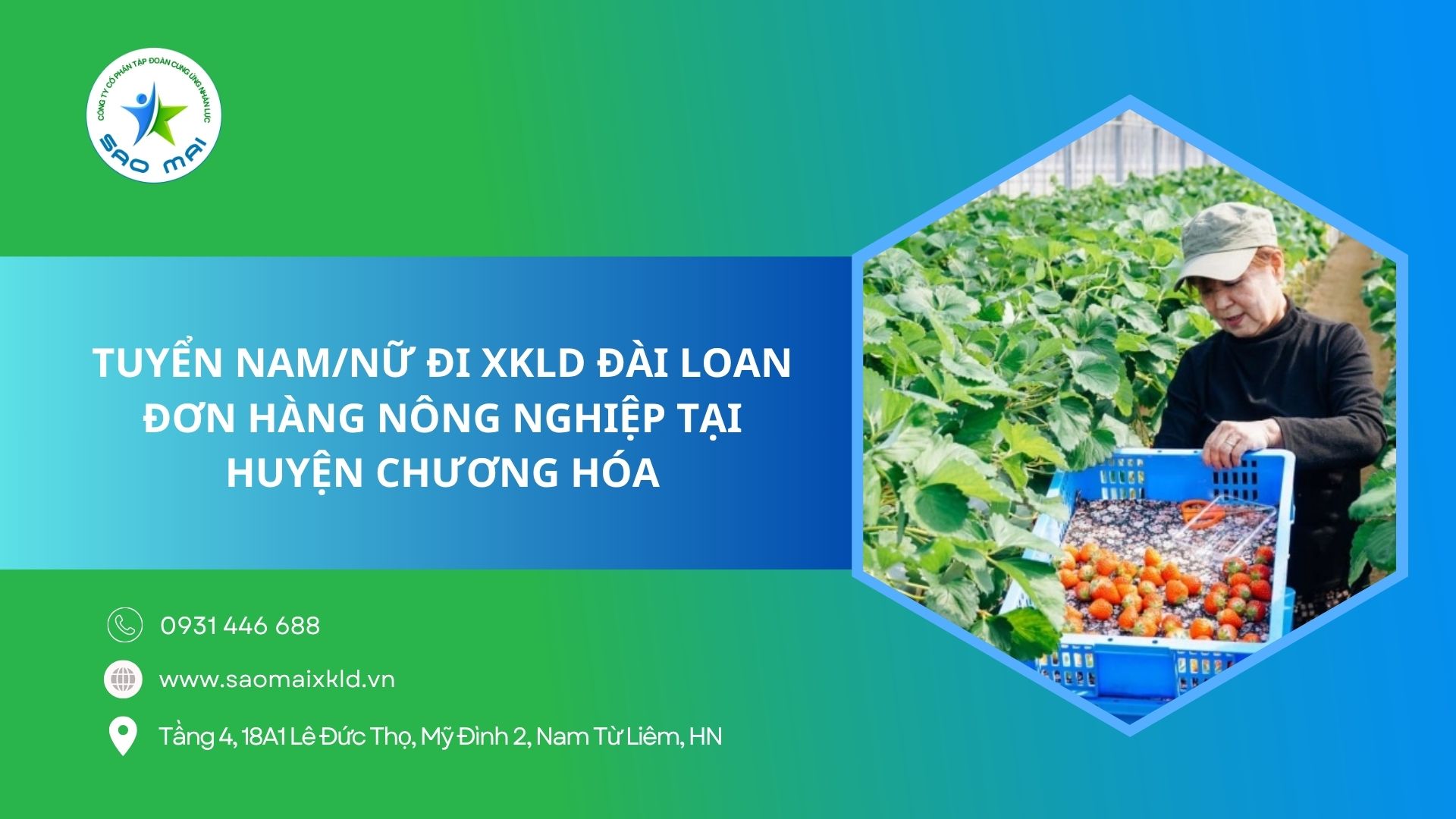 Tuyển nam, nữ đi XKLD Đài Loan – Đơn hàng nông nghiệp tại huyện Chương Hóa (Changhua County - Taiwan)