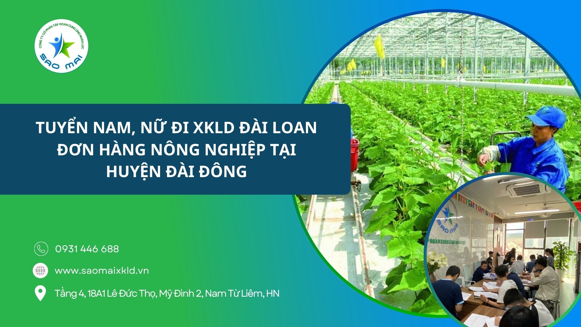 Tuyển nam, nữ đi XKLD Đài Loan – Đơn hàng nông nghiệp tại huyện Đài Đông (Taitung County - Taiwan)