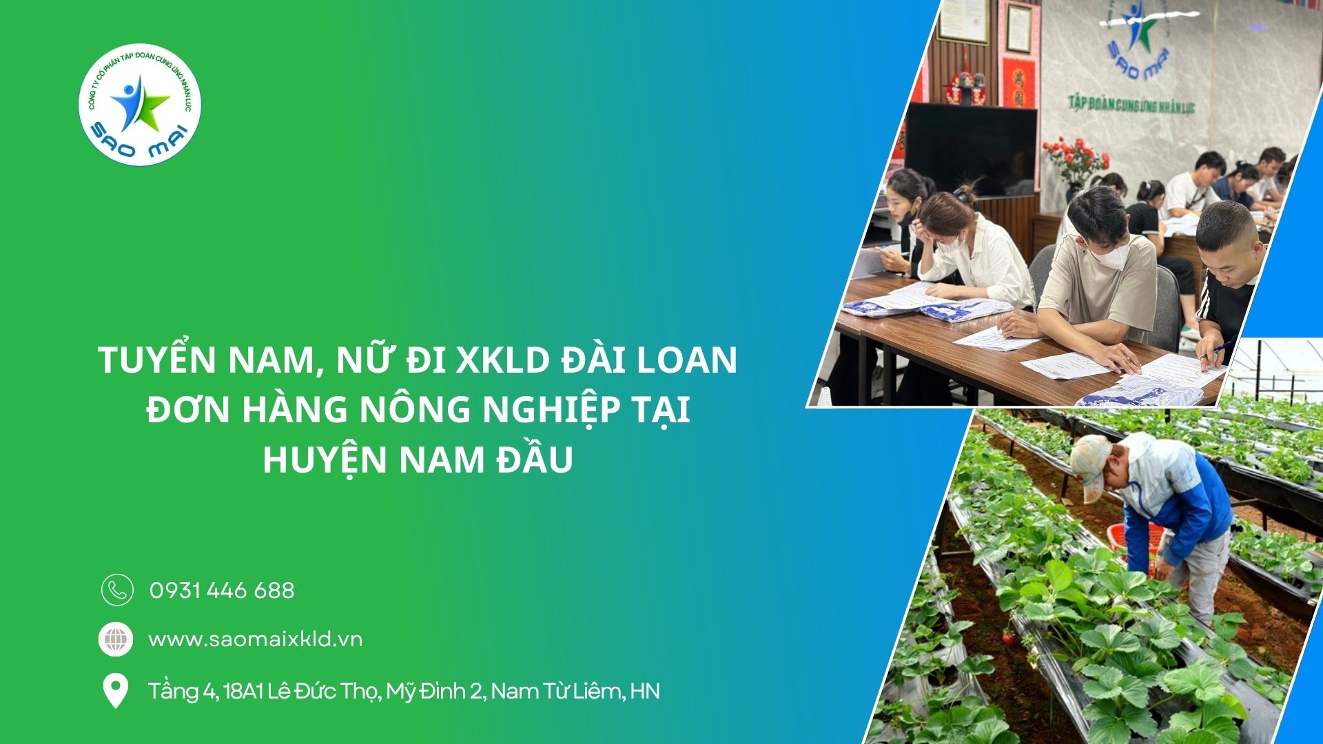 Tuyển nam, nữ đi XKLD Đài Loan – Đơn hàng nông nghiệp tại huyện Nam Đầu (Nantou County - Taiwan)