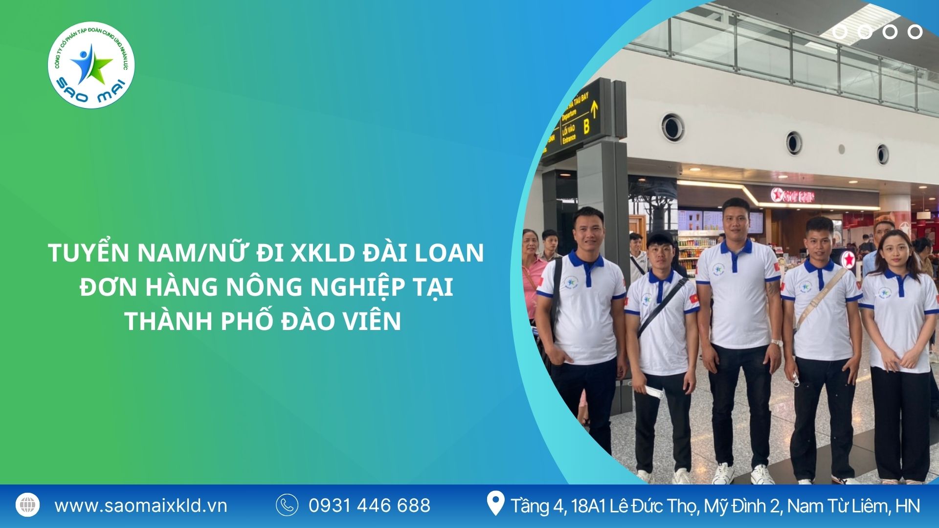 Tuyển nam, nữ đi XKLD Đài Loan – Đơn hàng nông nghiệp tại thành phố Đào Viên (Taoyuan City - Taiwan)