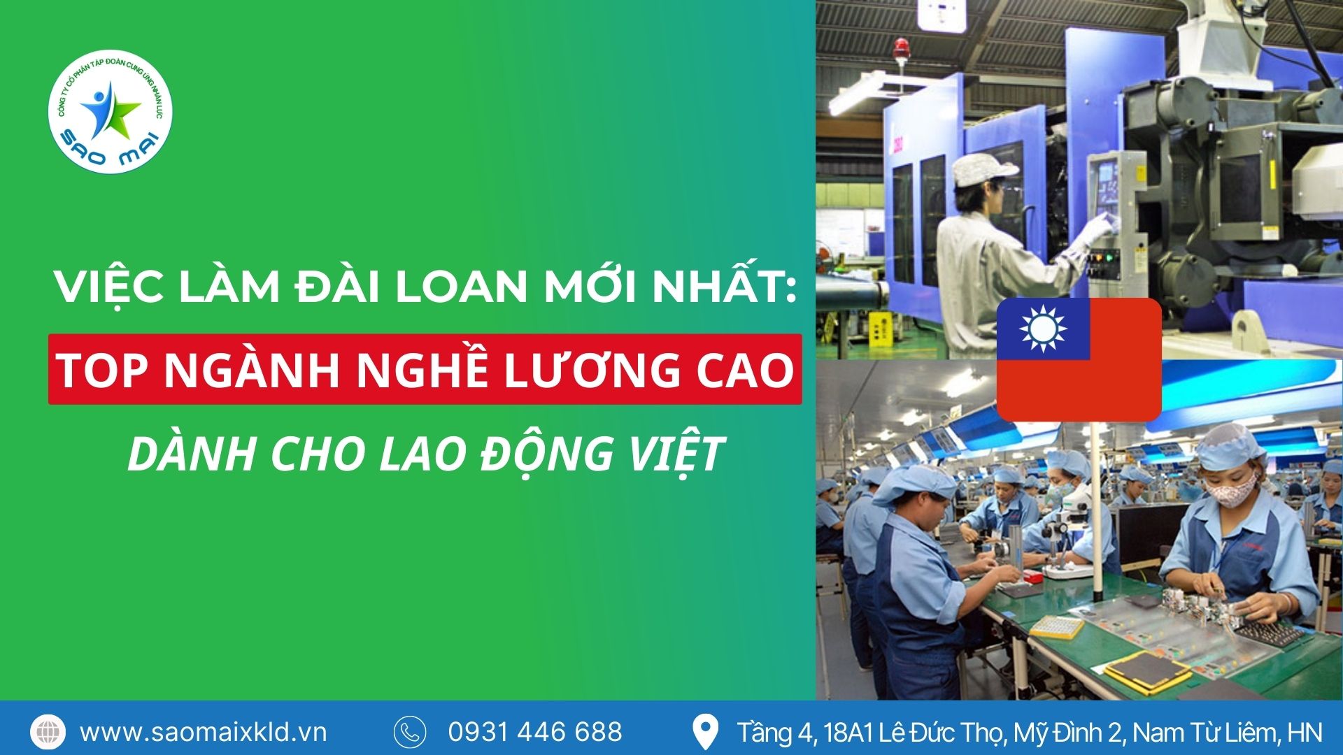 Việc làm Đài Loan 2025: Các ngành nghề lương cao dành cho lao động Việt