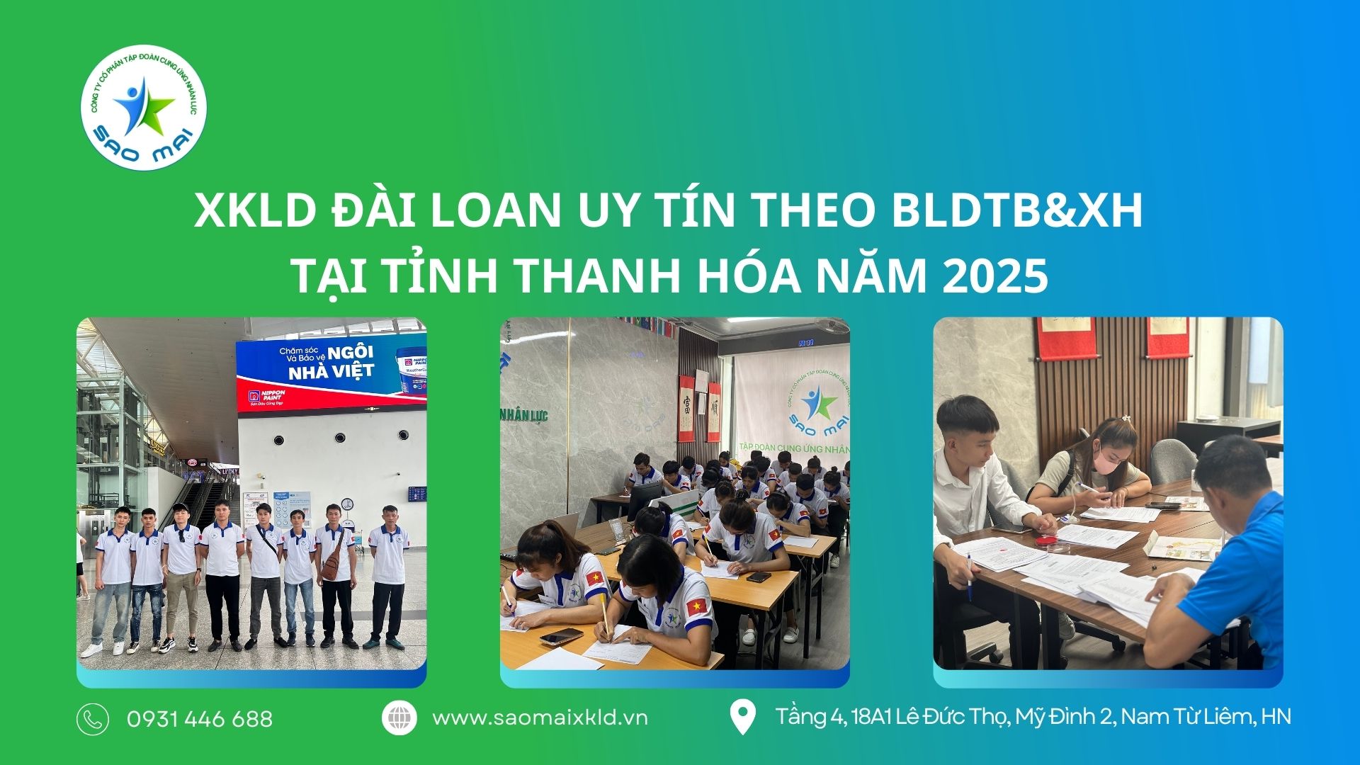 XKLD ĐÀI LOAN uy tín theo bộ lao động - thương binh xã hội tại tỉnh Thanh Hóa năm 2025 