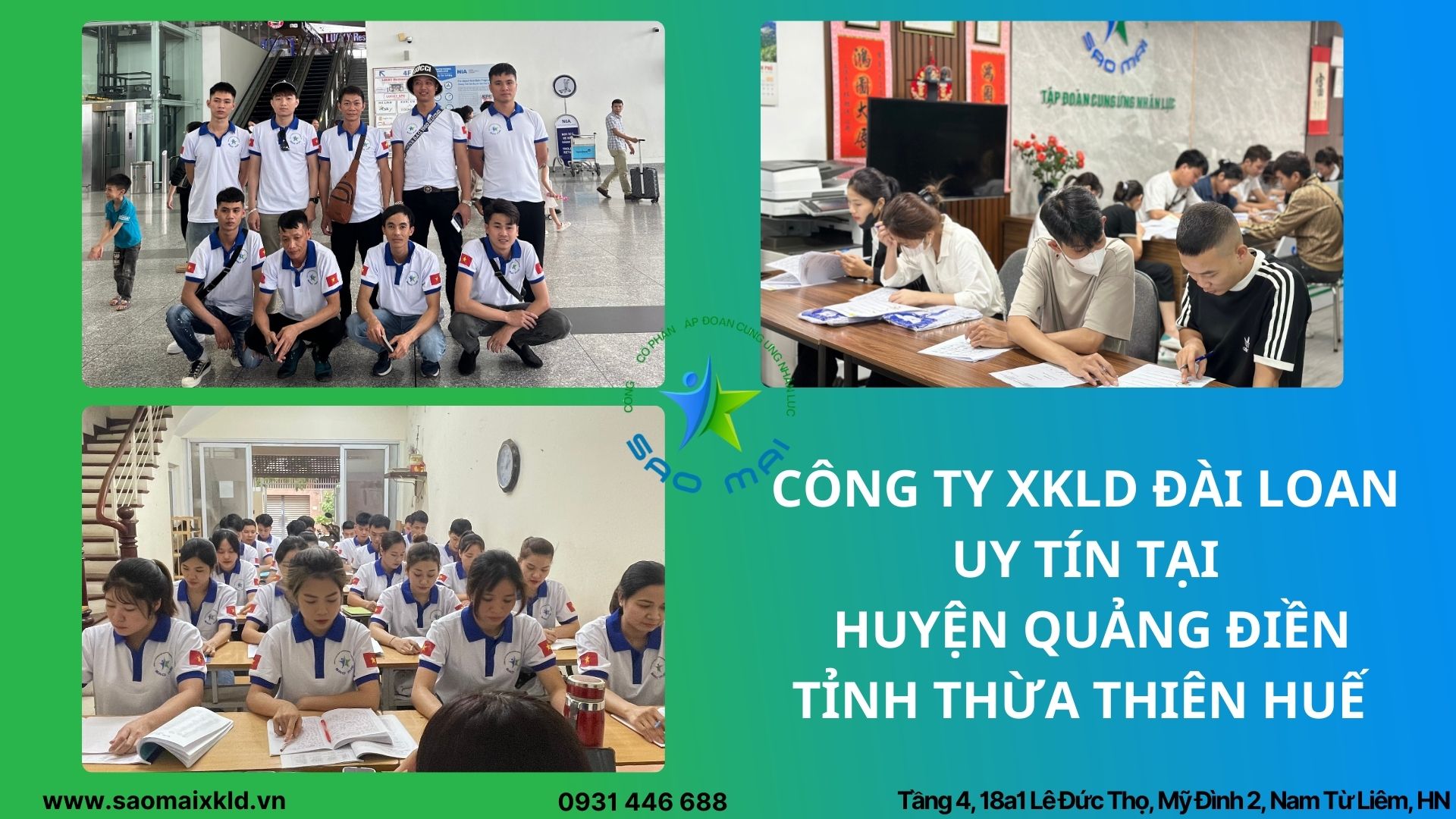 Xuất khẩu lao động Đai Loan UY TÍN, CHI PHÍ THẤP tại huyện Quảng Điền tỉnh Thừa Thiên Huế 