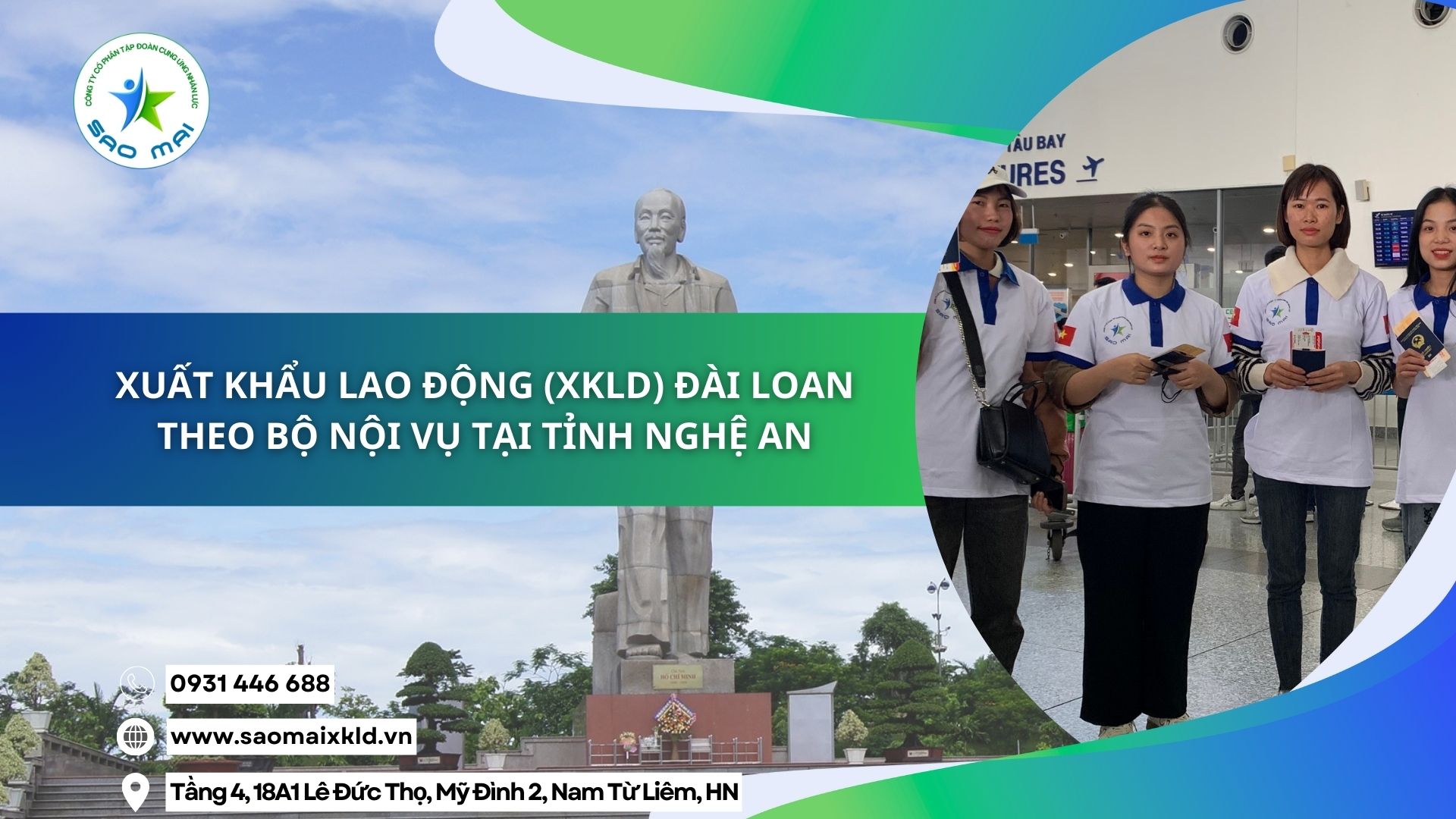 Xuất khẩu lao động (XKLD) Đài Loan theo Bộ Nội vụ tại tỉnh Nghệ An