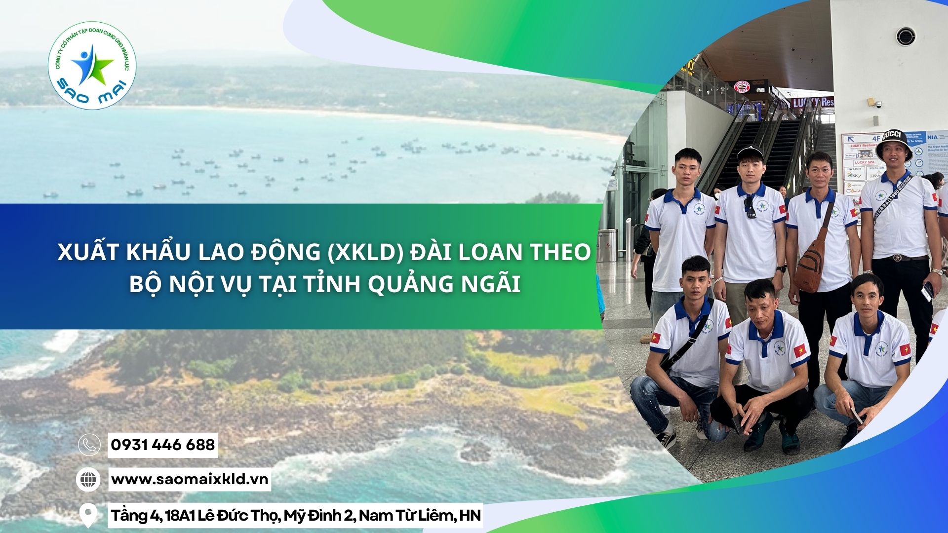 Xuất khẩu lao động (XKLD) Đài Loan theo Bộ Nội vụ tại tỉnh Quảng Ngãi