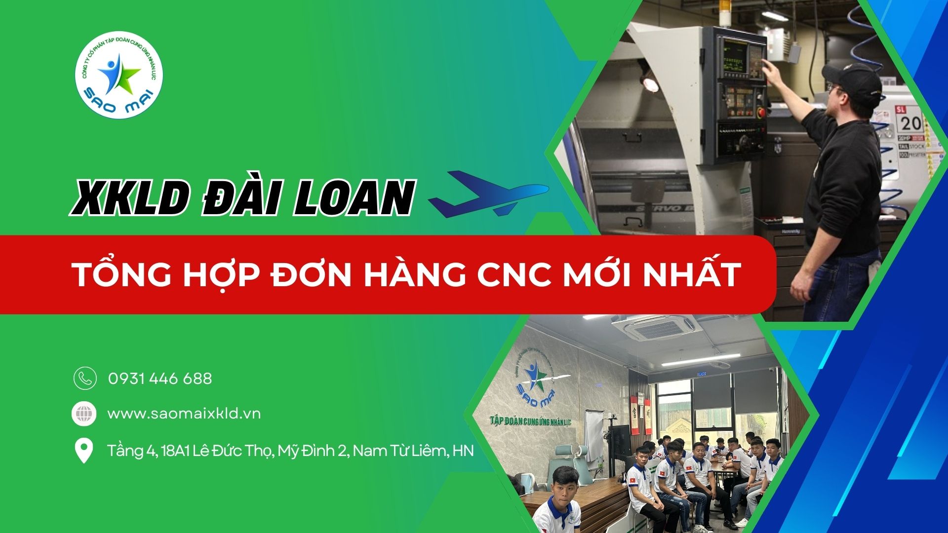 Xuất khẩu lao động Đài Loan: Đơn hàng CNC lương cao, phỏng vấn liên tục