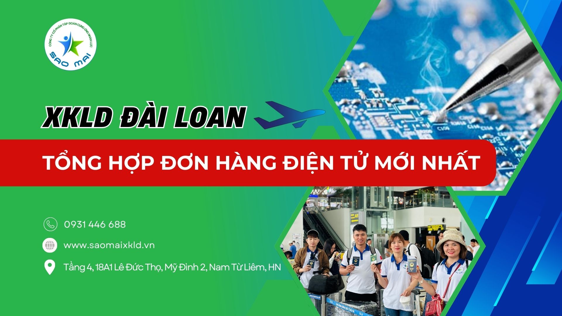 Xuất khẩu lao động Đài Loan đơn hàng Điện tử lương cao, phỏng vấn liên tục