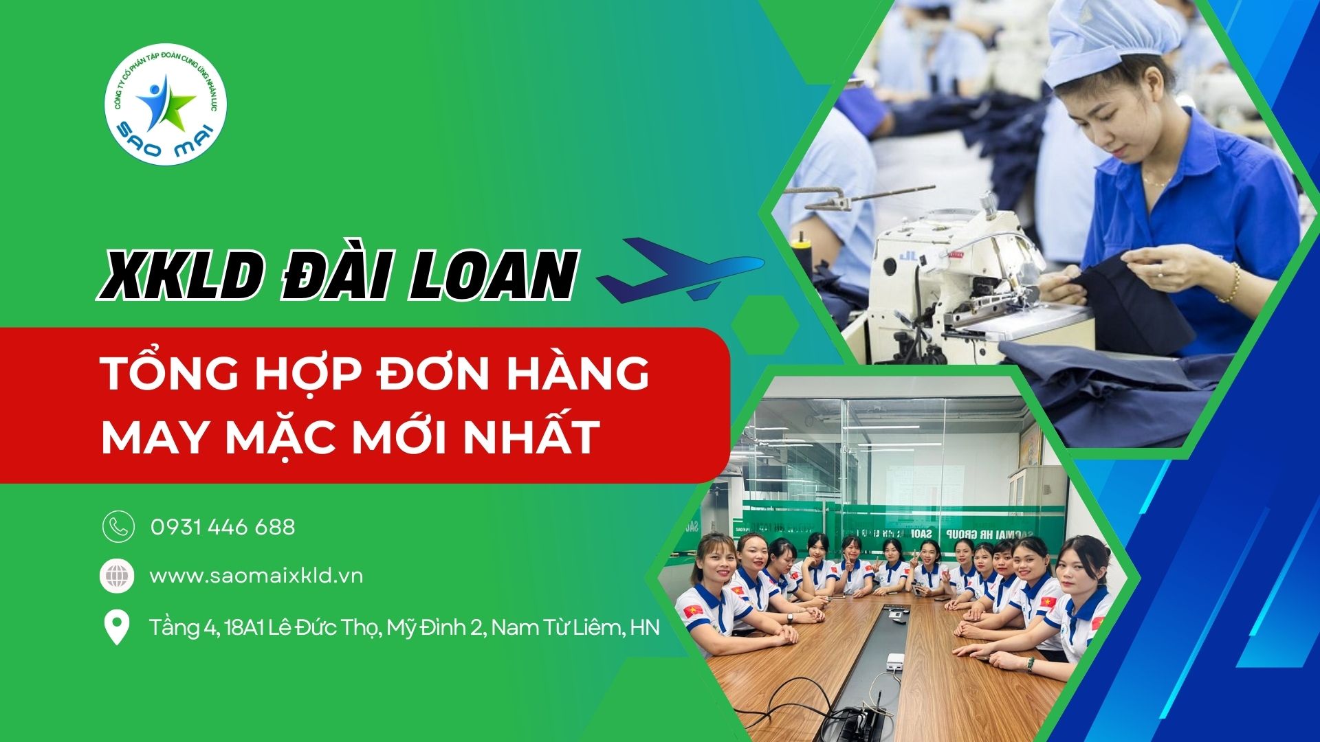 Xuất khẩu lao động Đài Loan đơn hàng may mặc lương cao, phỏng vấn liên tục