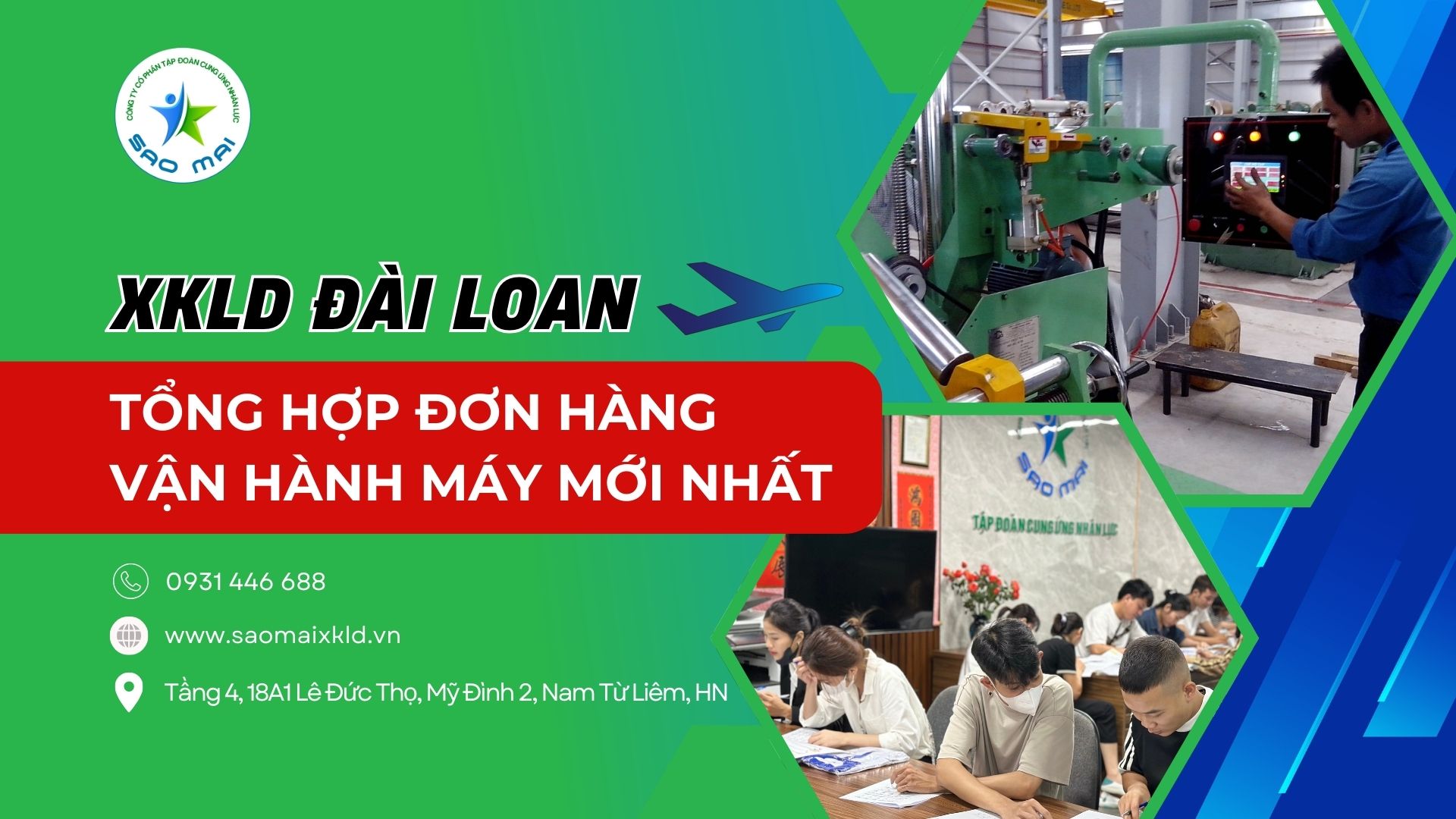 Xuất khẩu lao động Đài Loan đơn hàng vận hành máy lương cao, phỏng vấn liên tục