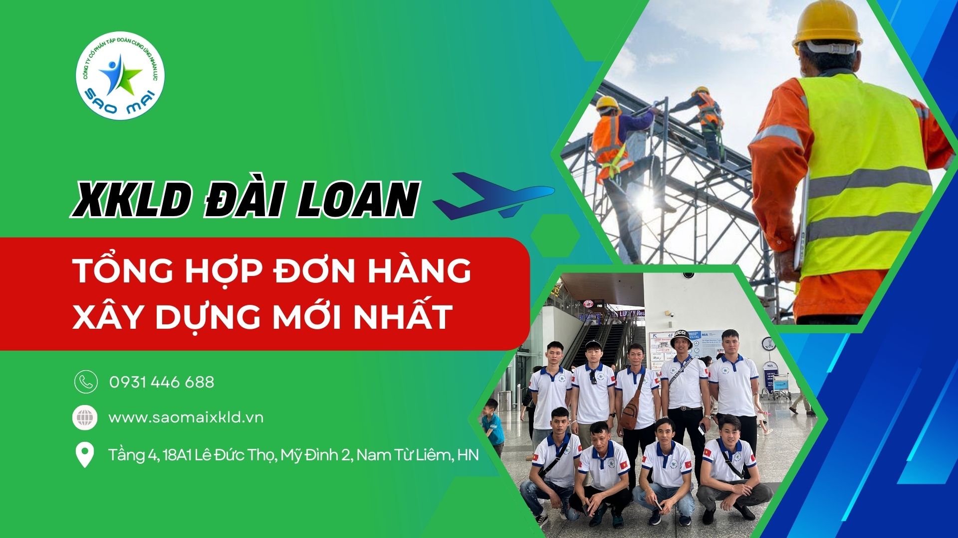 Xuất khẩu lao động Đài Loan đơn hàng Xây dựng lương cao, phỏng vấn liên tục