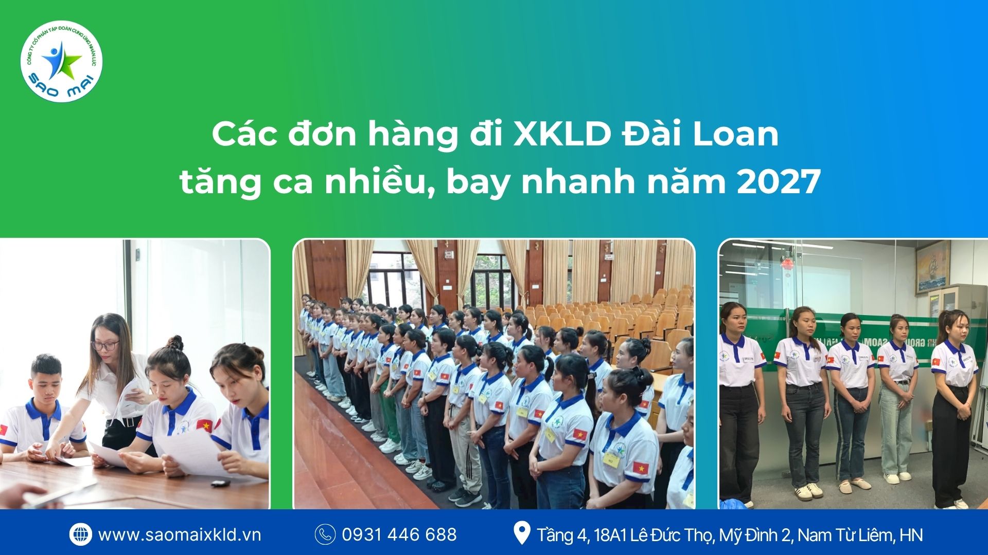 Các đơn hàng đi xuất khẩu lao động Đài Loan tăng ca nhiều, bay nhanh năm 2027