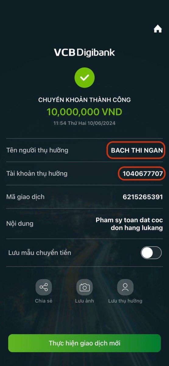 Tài khoản Facebook có liên quan đến đối tượng lừa đảo