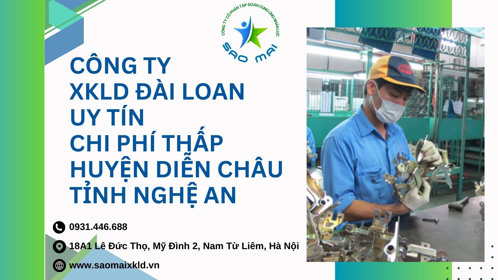 Công ty xuất khẩu lao động ĐÀI LOAN uy tín với chi phí thấp và bay nhanh tại huyện DIỄN CHÂU, tỉnh NGHỆ AN