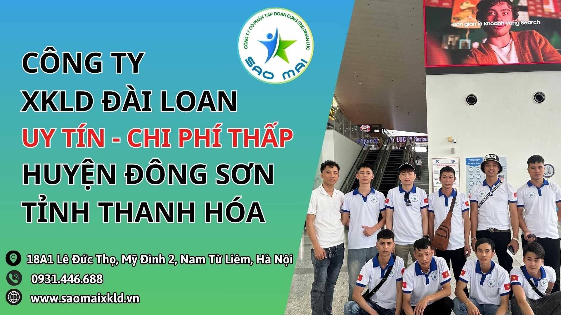 Công ty xuất khẩu lao động ĐÀI LOAN uy tín với chi phí thấp và bay nhanh tại huyện ĐÔNG SƠN, tỉnh THANH HÓA  