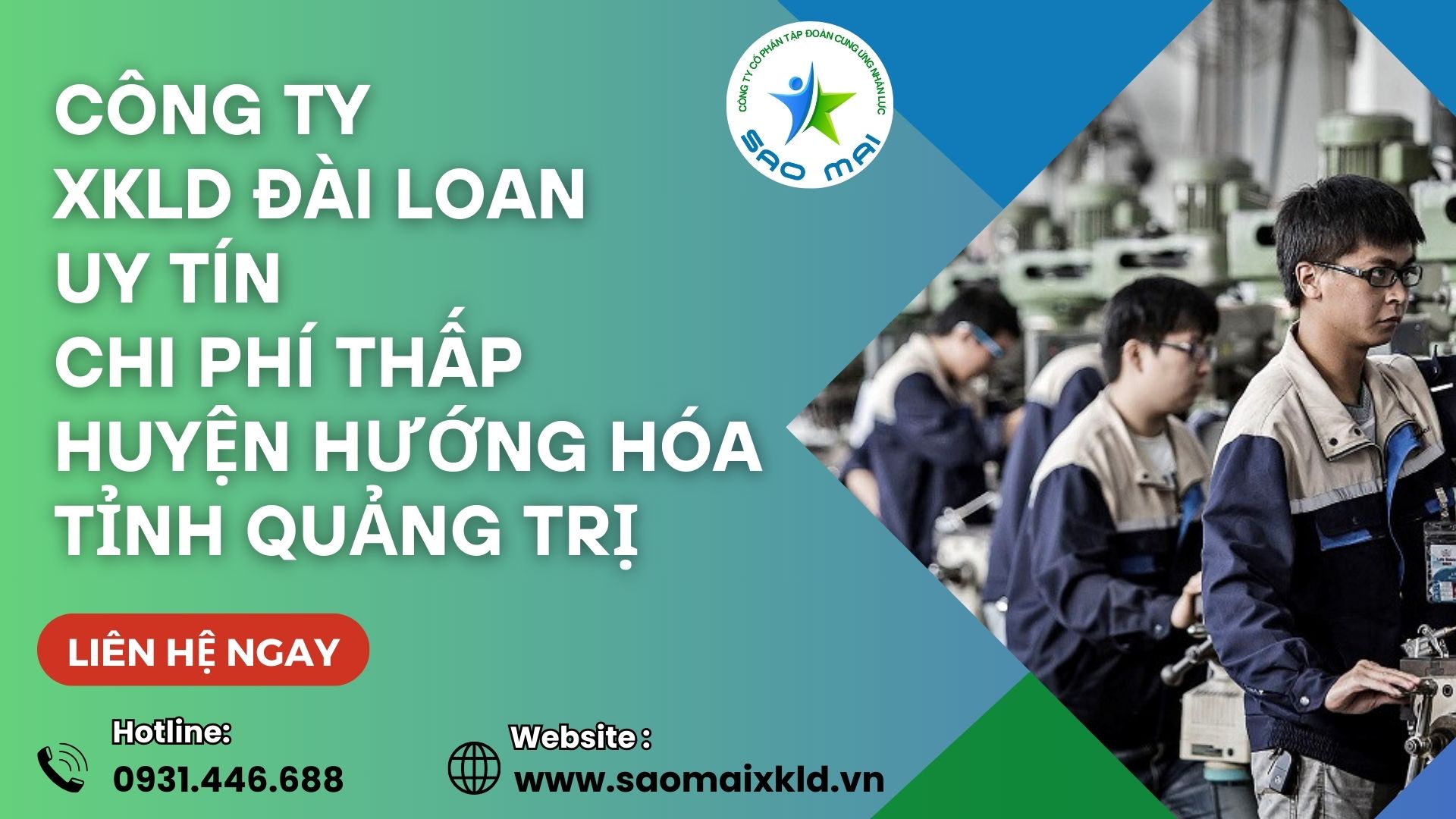   Công ty xuất khẩu lao động ĐÀI LOAN uy tín với chi phí thấp và bay nhanh tại huyện HƯỚNG HÓA, tỉnh QUẢNG TRỊ   