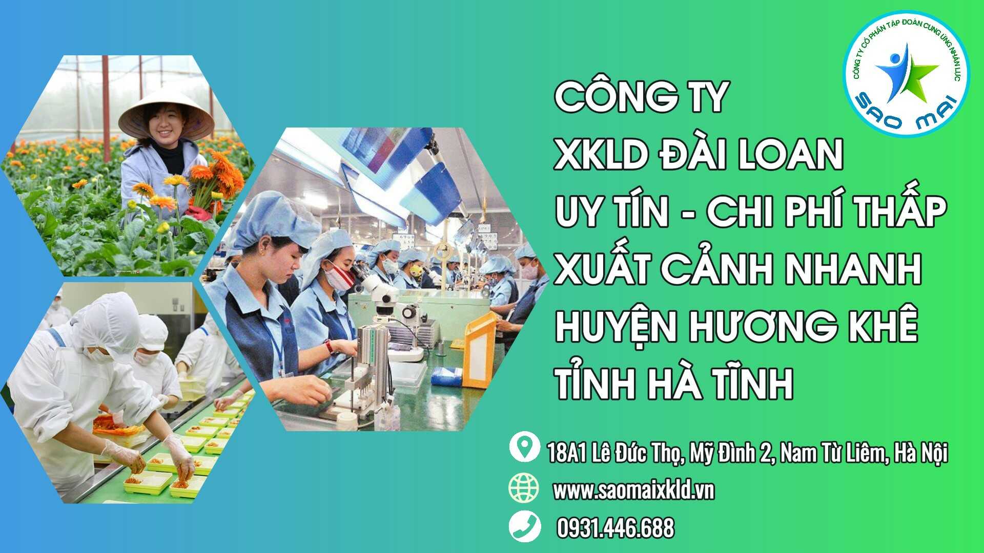 Công ty xuất khẩu lao động ĐÀI LOAN uy tín với chi phí thấp và bay nhanh tại huyện HƯƠNG KHÊ, tỉnh HÀ TĨNH 