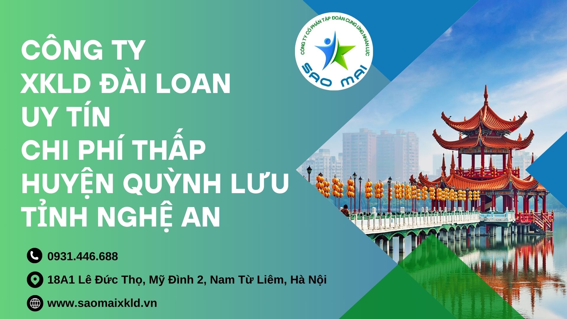 Công ty xuất khẩu lao động ĐÀI LOAN uy tín với chi phí thấp và bay nhanh tại huyện QUỲNH LƯU, tỉnh NGHỆ AN