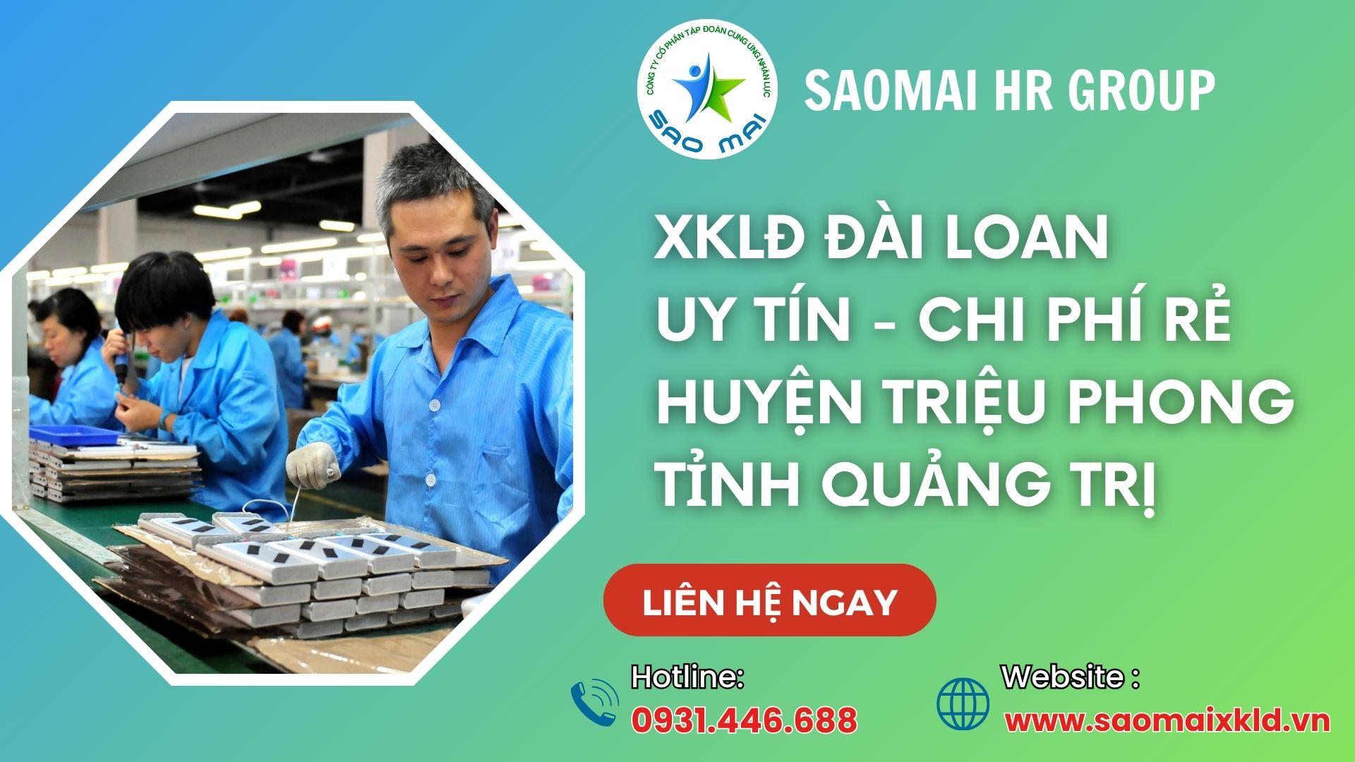   Công ty xuất khẩu lao động ĐÀI LOAN uy tín với chi phí thấp và bay nhanh tại huyện TRIỆU PHONG, tỉnh QUẢNG TRỊ   