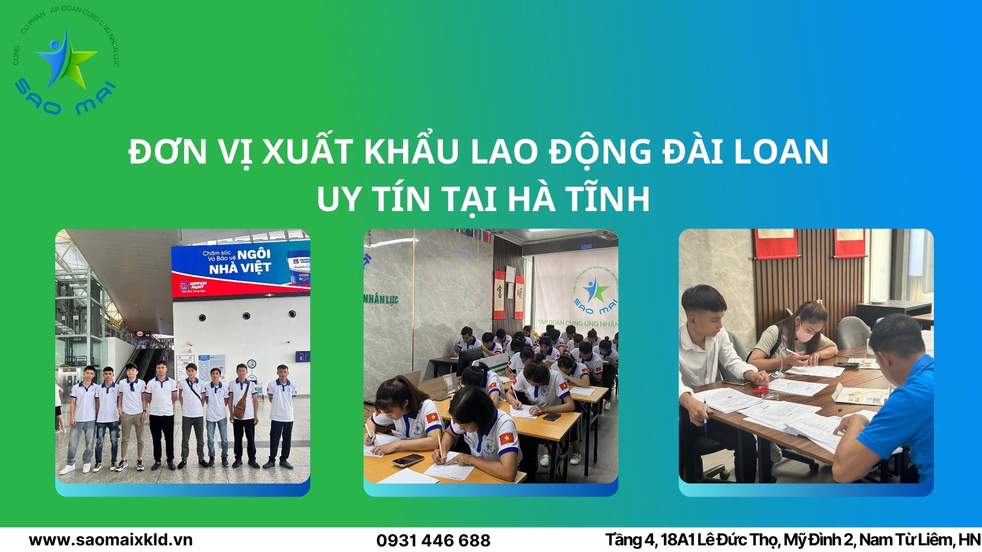 Công ty xuất khẩu lao động Đài Loan UY TÍN theo Bộ Lao động Thương Binh và Xã hội tại Hà Tĩnh