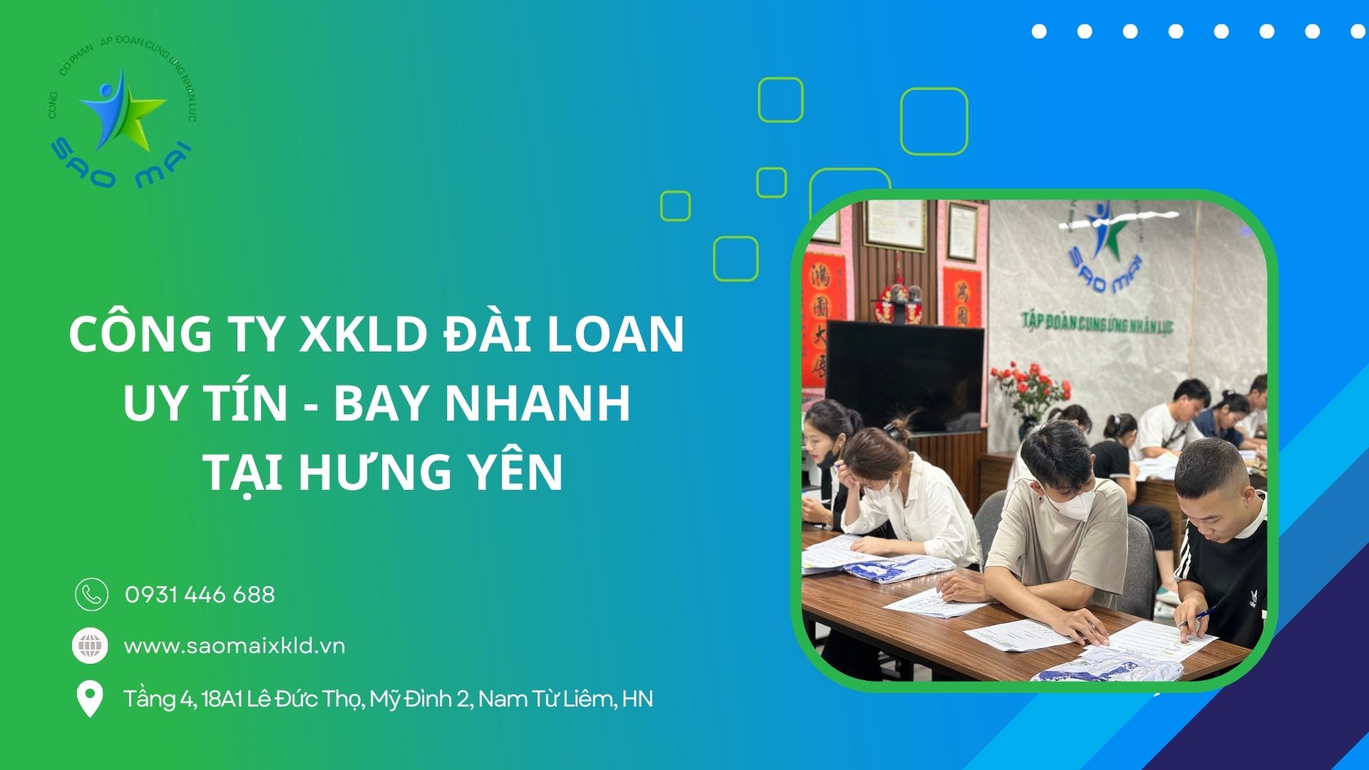 Xuất khẩu lao động tại tỉnh Hưng Yên với chi phí RẺ, bay NHANH, xuất cảnh chỉ sau 4-6 tuần kể từ ngày đỗ đơn hàng Đài Loan