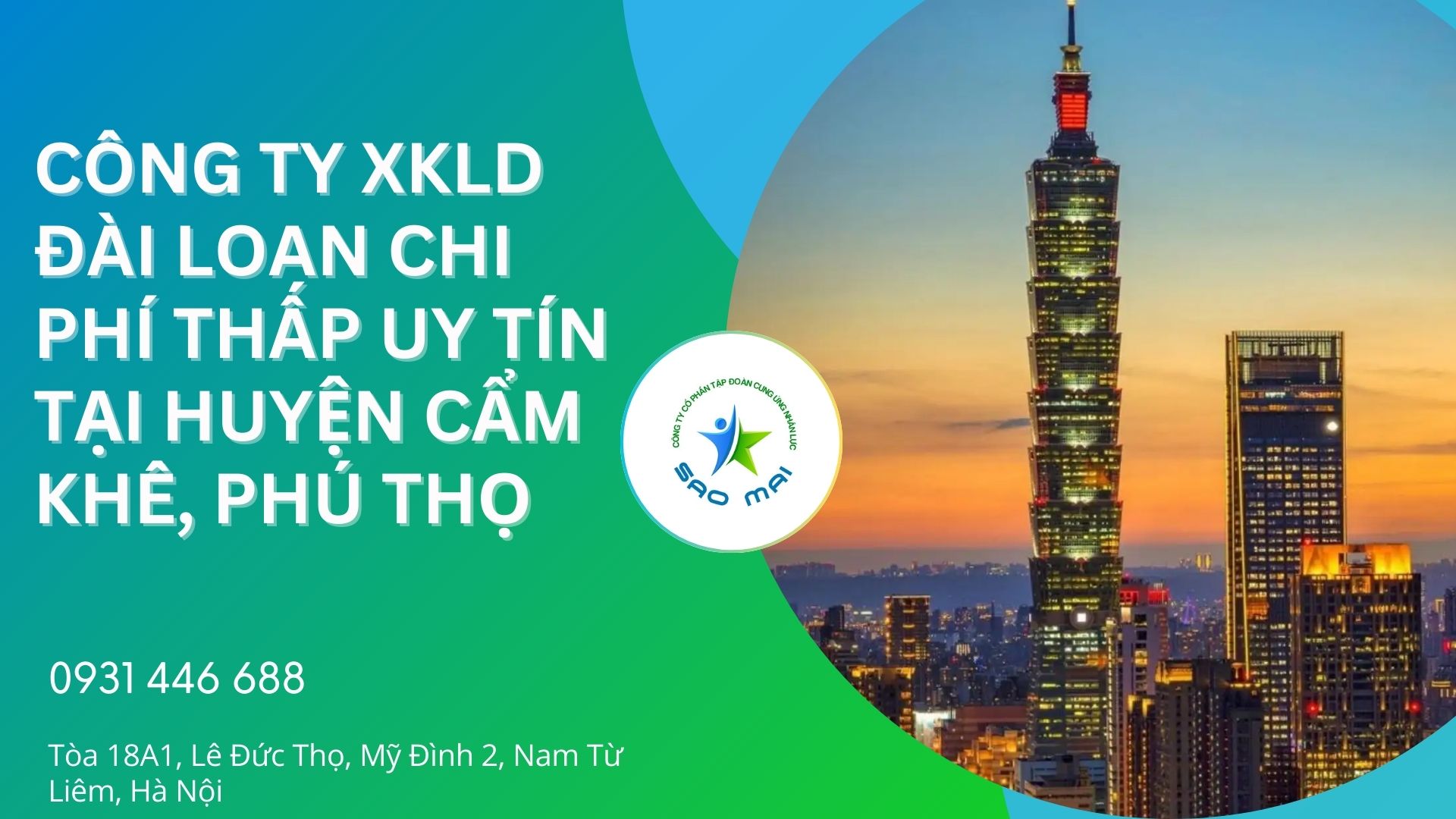 Công ty xuất khẩu lao động Đài Loan uy tín, chi phí thấp tại huyện CẨM KHÊ, tỉnh PHÚ THỌ