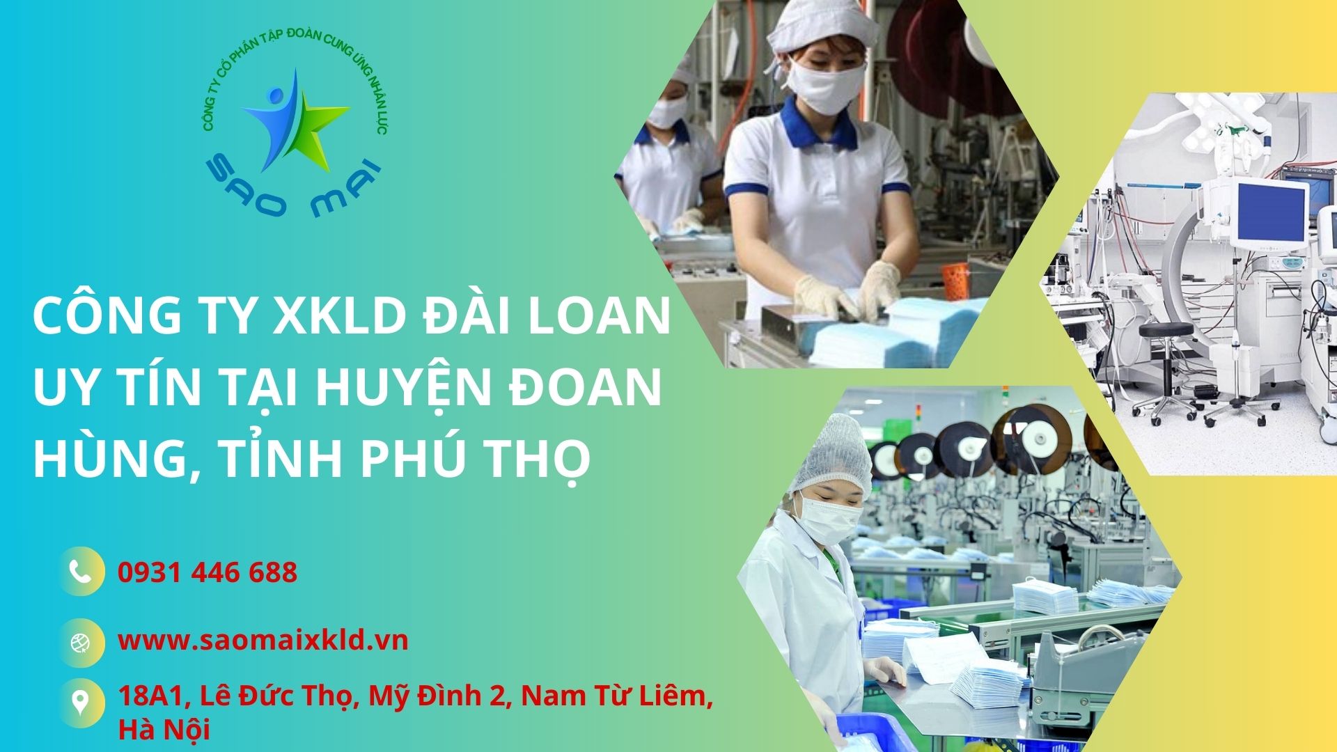 Công ty xuất khẩu lao động Đài Loan uy tín, chi phí thấp tại huyện ĐOAN HÙNG, tỉnh PHÚ THỌ