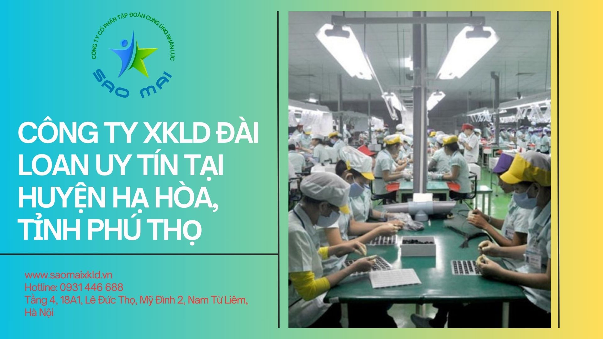 Công ty xuất khẩu lao động Đài Loan uy tín, chi phí thấp tại huyện HẠ HÒA, tỉnh PHÚ THỌ