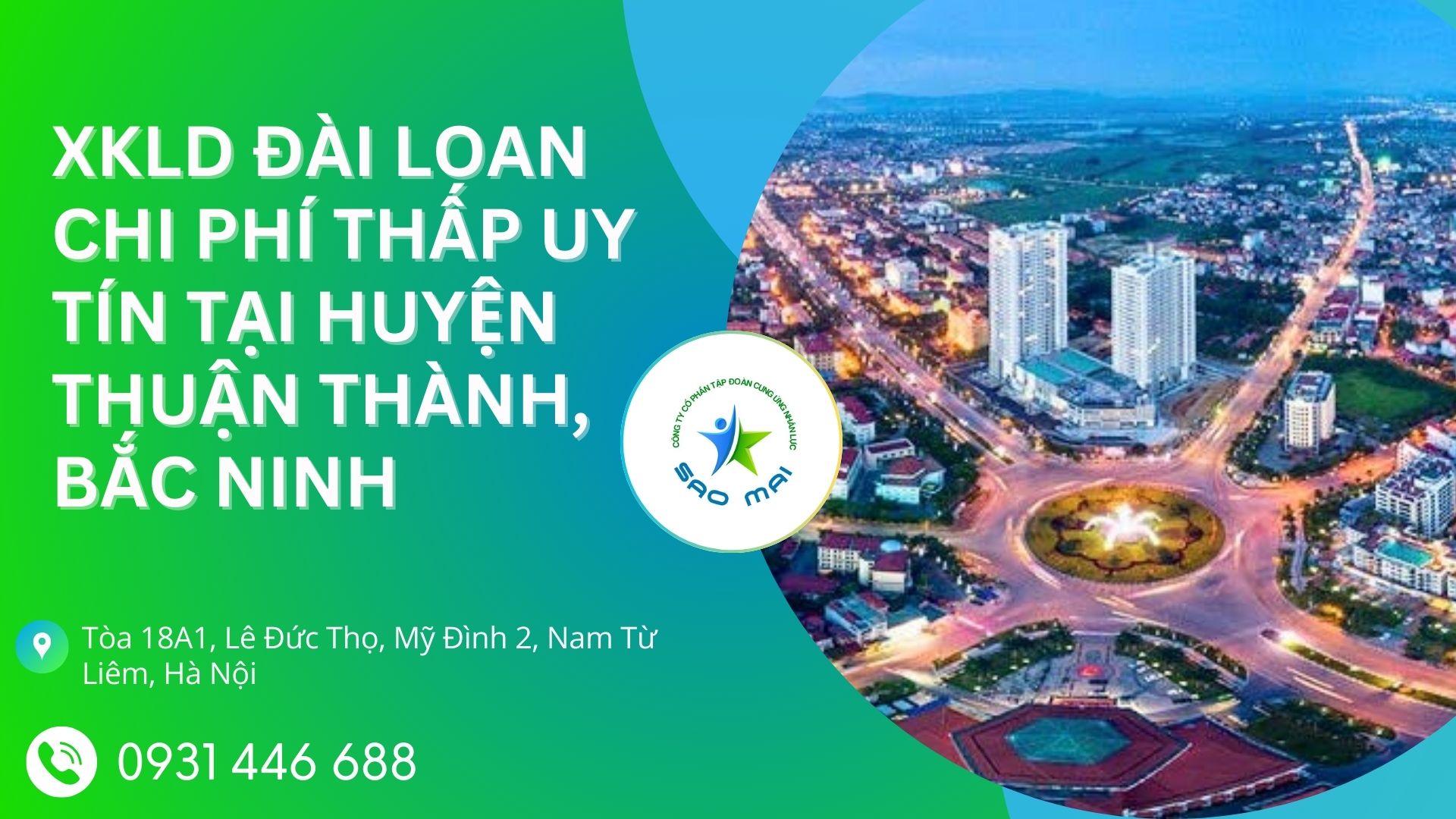 Công ty xuất khẩu lao động Đài Loan uy tín, chi phí thấp tại huyện THUẬN THÀNH, tỉnh BẮC NINH