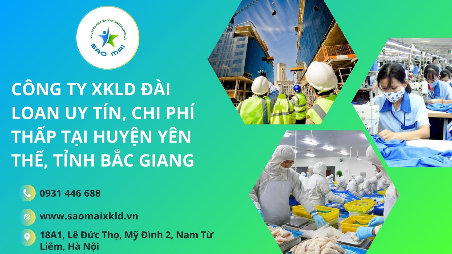 Công ty xuất khẩu lao động Đài Loan uy tín, chi phí thấp tại huyện YÊN THẾ, tỉnh BẮC GIANG