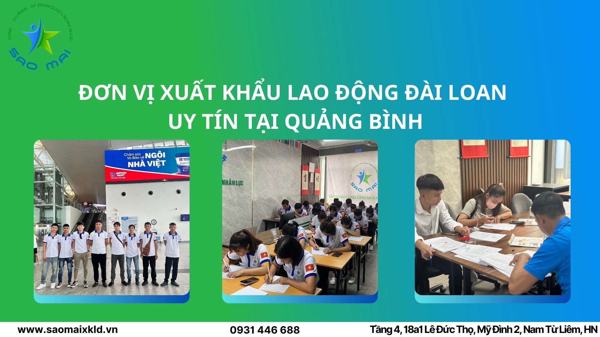 Công ty xuất khẩu lao động Đài Loan UY TÍN theo Bộ Lao động Thương Binh và Xã hội tại Quảng Bình