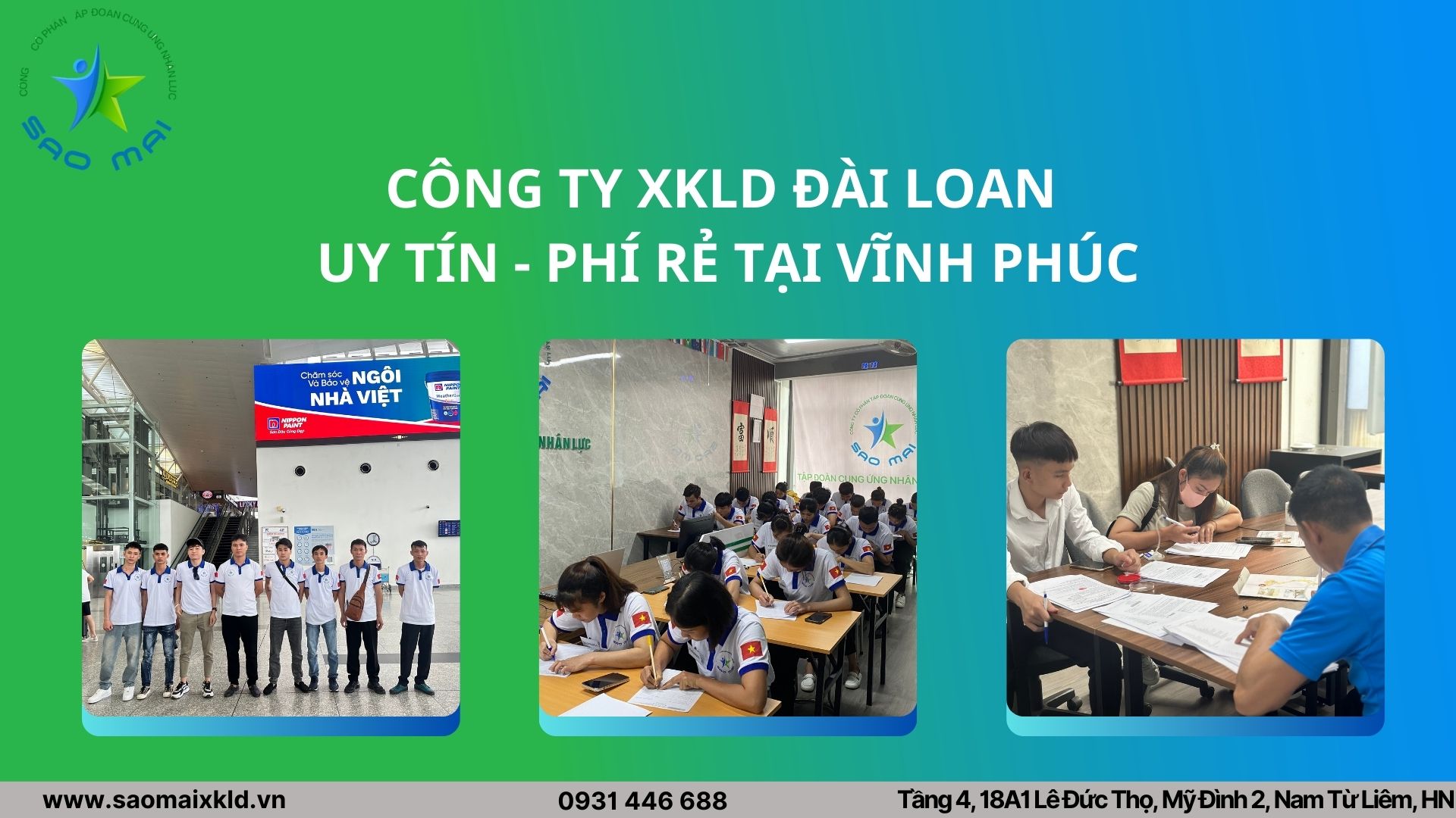 Xuất khẩu lao động tại tỉnh Vĩnh Phúc với chi phí RẺ, bay NHANH, xuất cảnh chỉ sau 4-6 tuần kể từ ngày đỗ đơn hàng Đài Loan