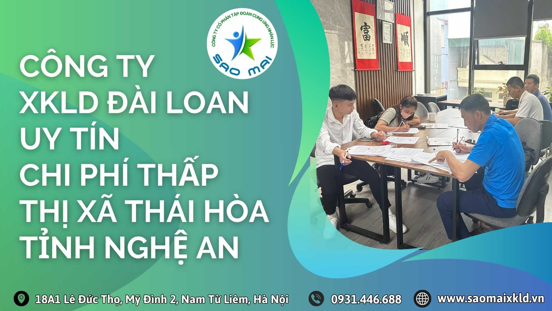 Công ty xuất khẩu lao động ĐÀI LOAN uy tín với chi phí thấp và bay nhanh tại thị xã THÁI HÒA, tỉnh NGHỆ AN